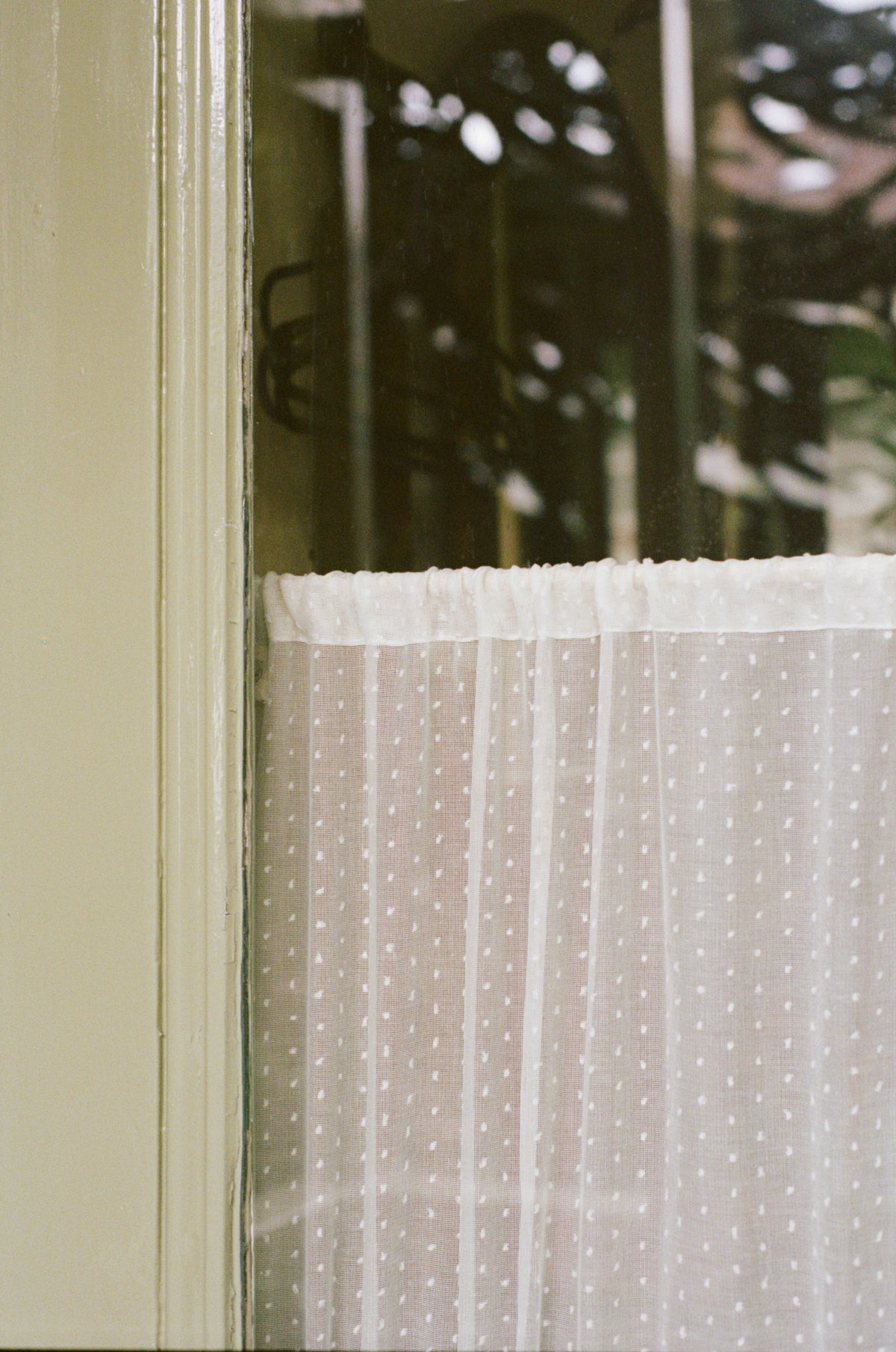 The cafe curtain - lace with a double pocket - polski