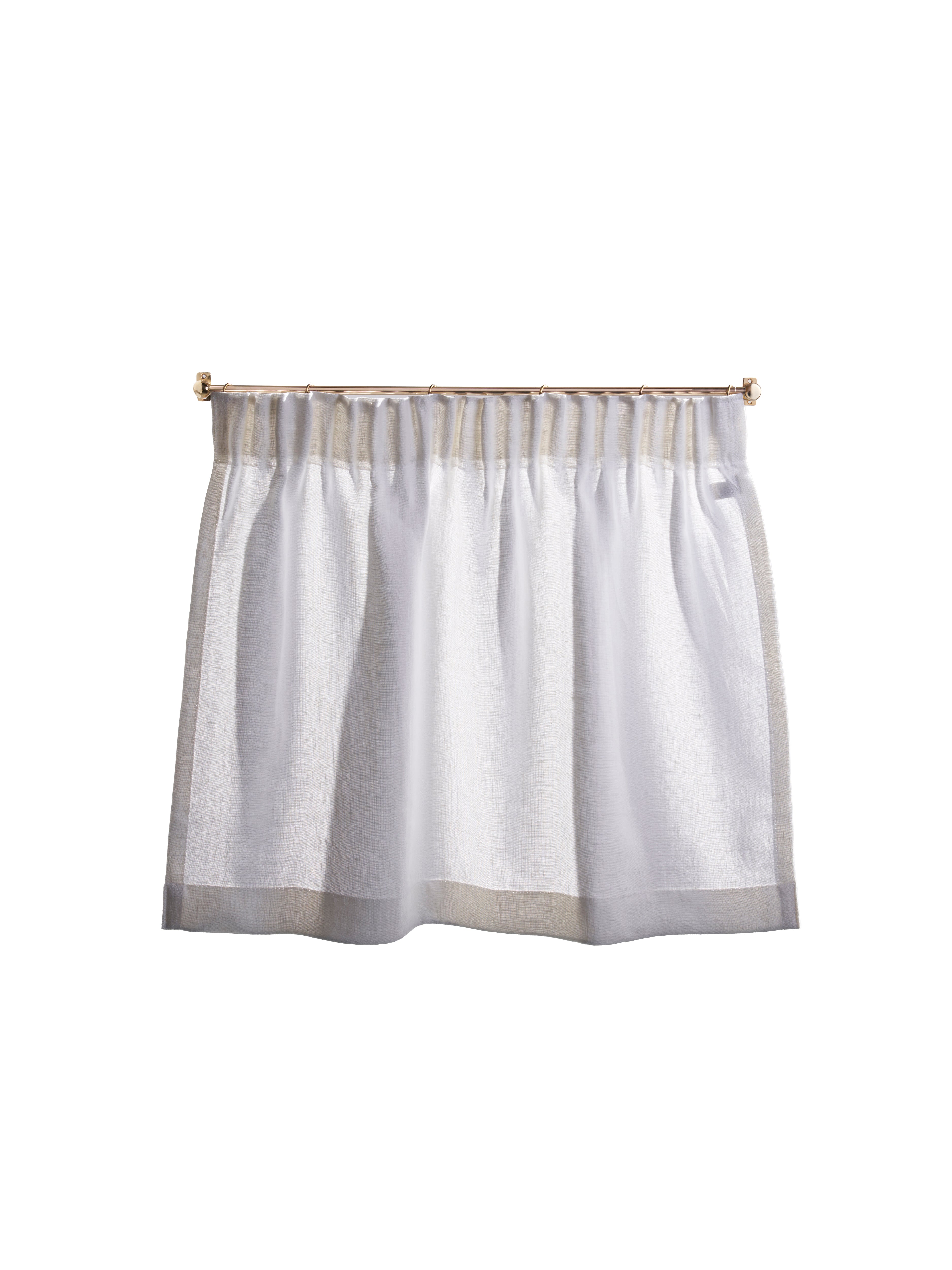 Cafe curtain 154 - pleated top - hanbury laundered turpentine - Pole Width 60cm x Drop 60cm
