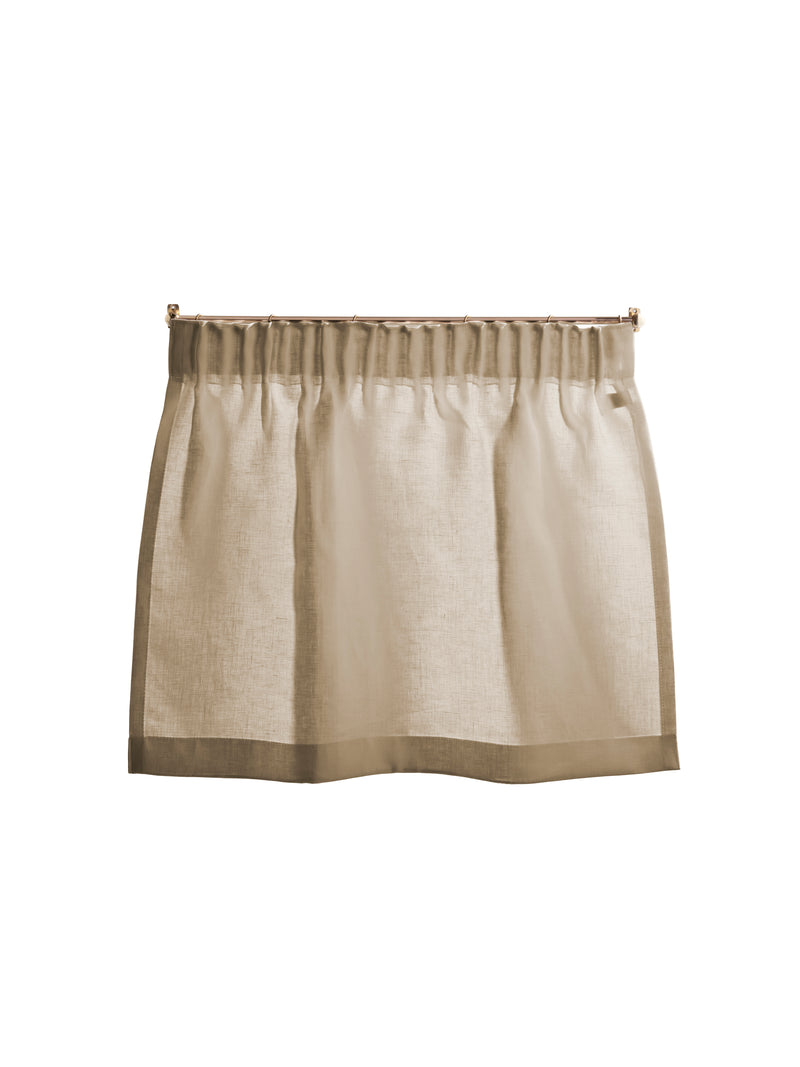 The cafe curtain - mediumweight linen with a pleated top - hanbury lute