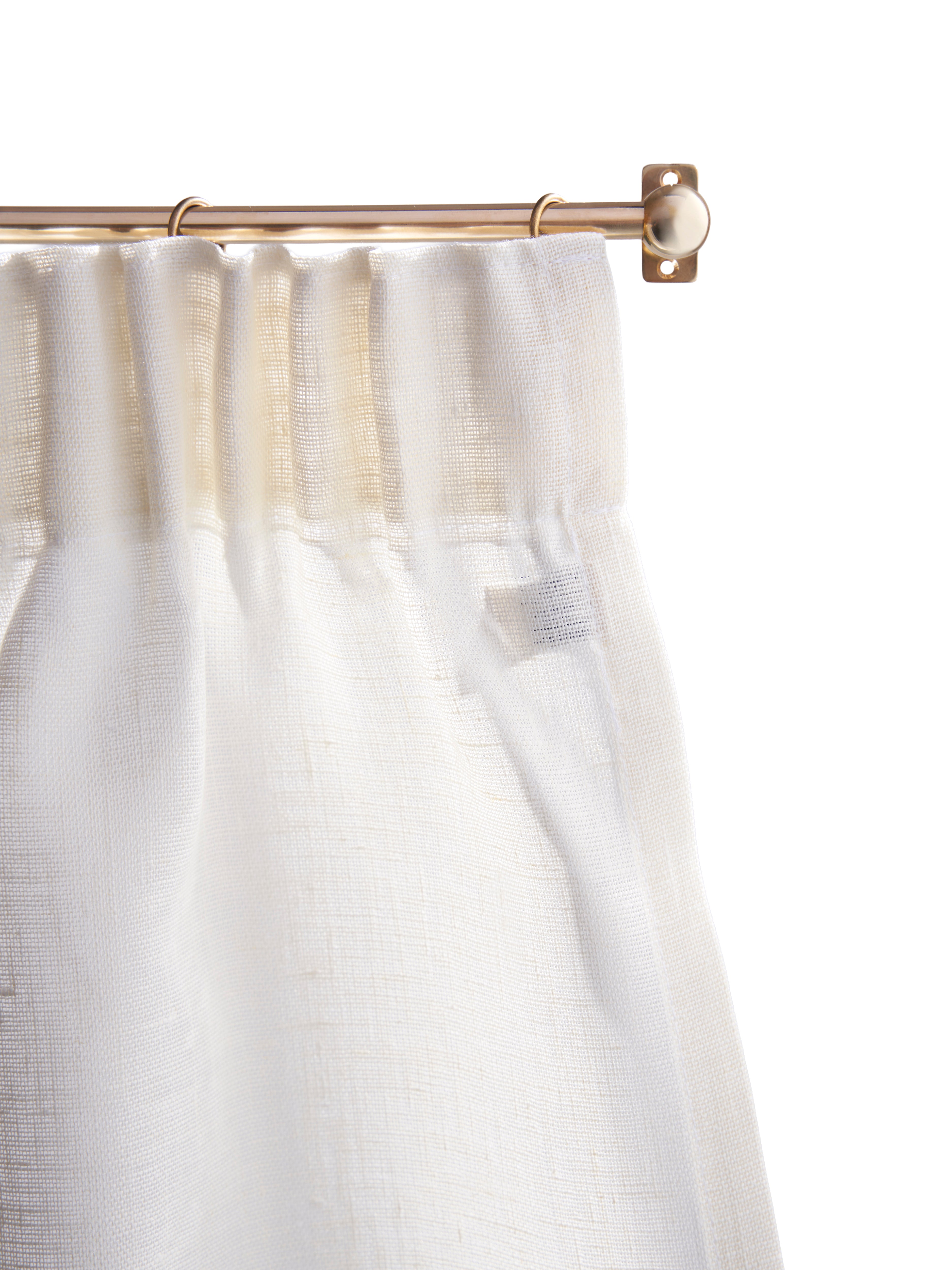The cafe curtain - open weave Netto linen with a pleated top