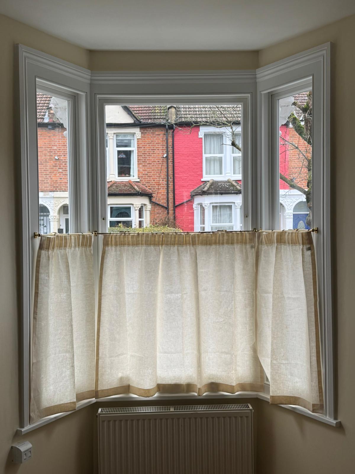 The cafe curtain - lightweight linen with a pleated top