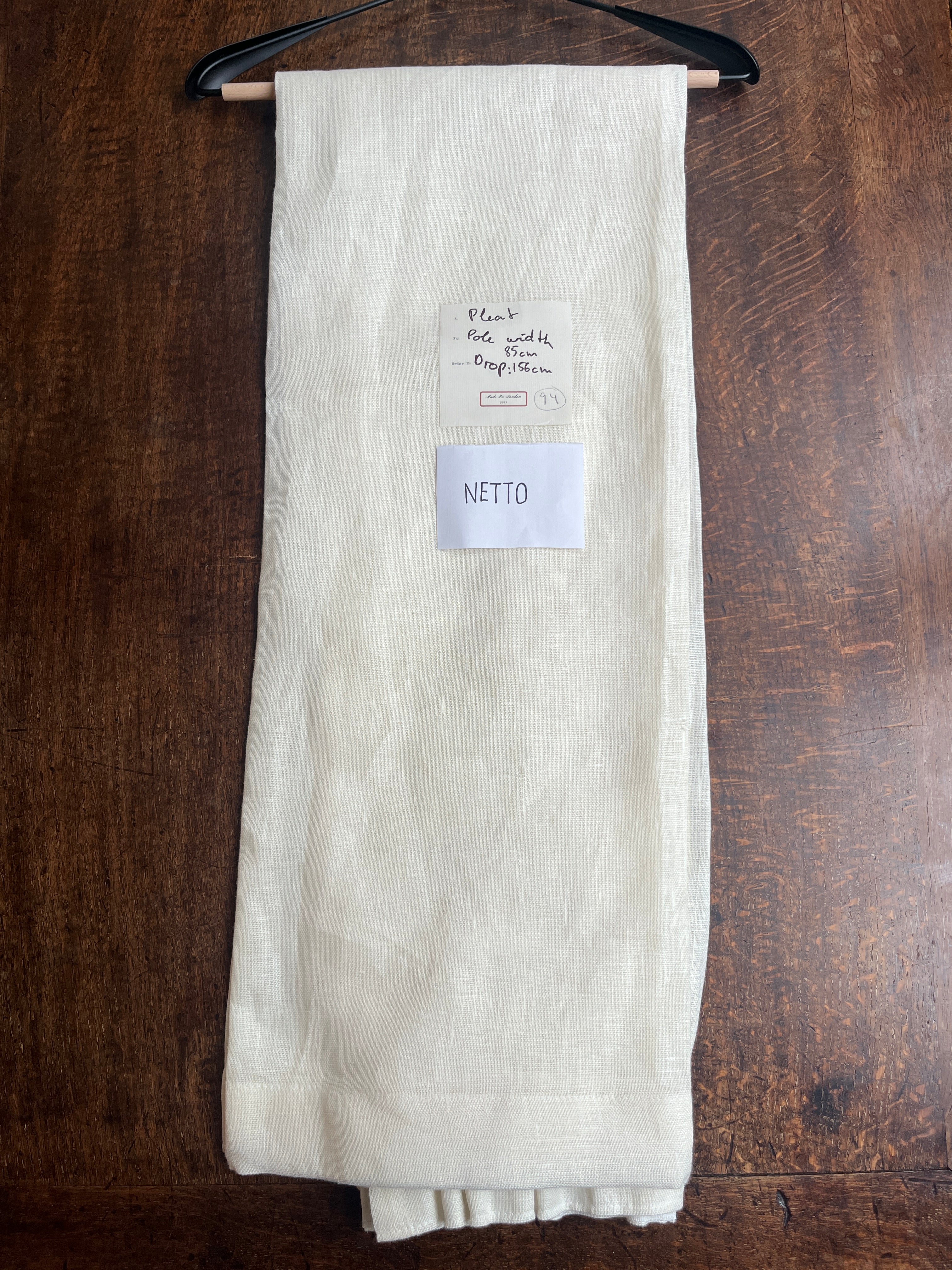 Cafe curtain 94 - pleated top - Netto - to fit space Width 85cm x Drop 156cm