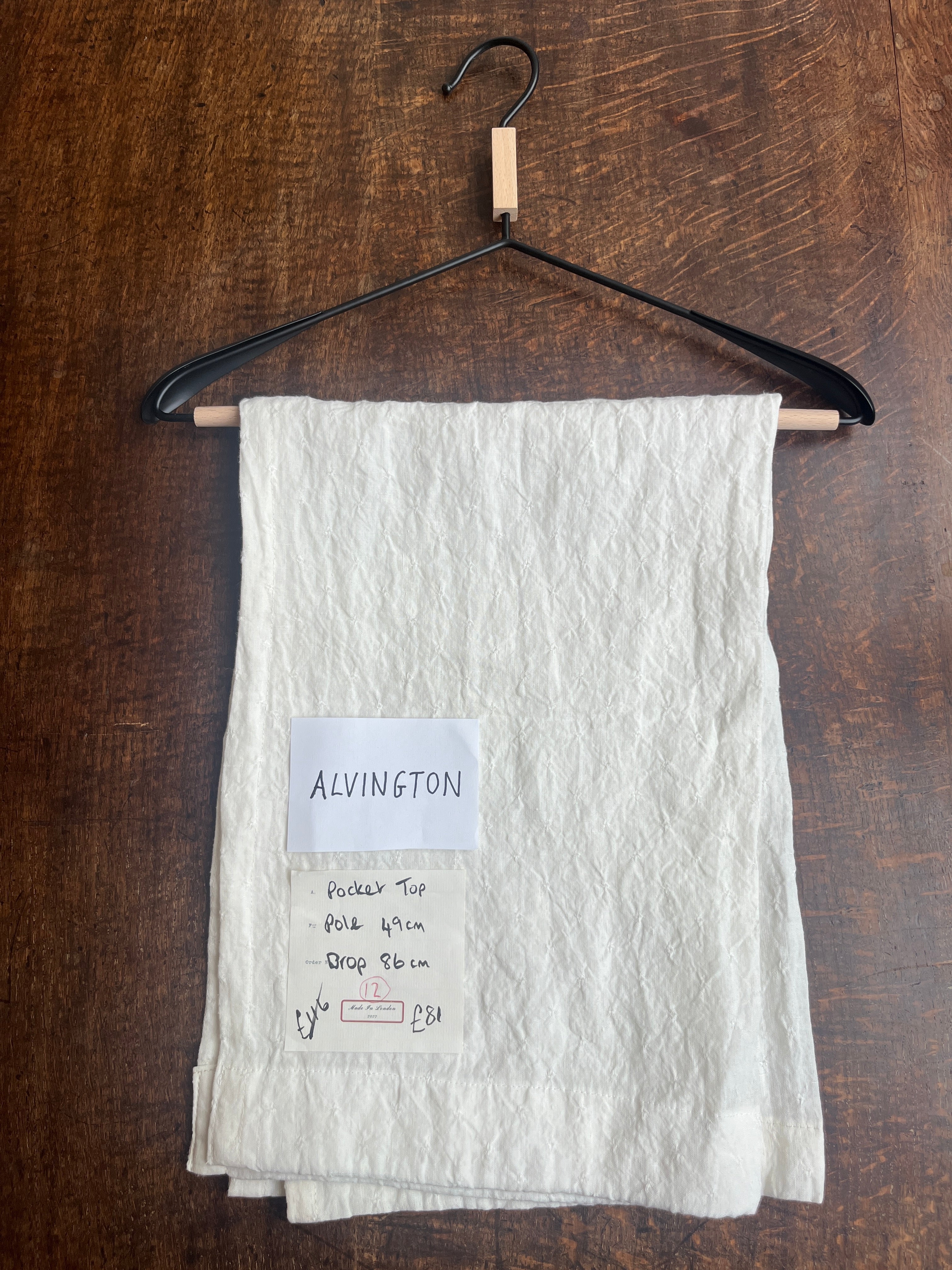 Cafe curtain 12 - pocket top - alvington - Pole Width 49cm x Drop 86cm
