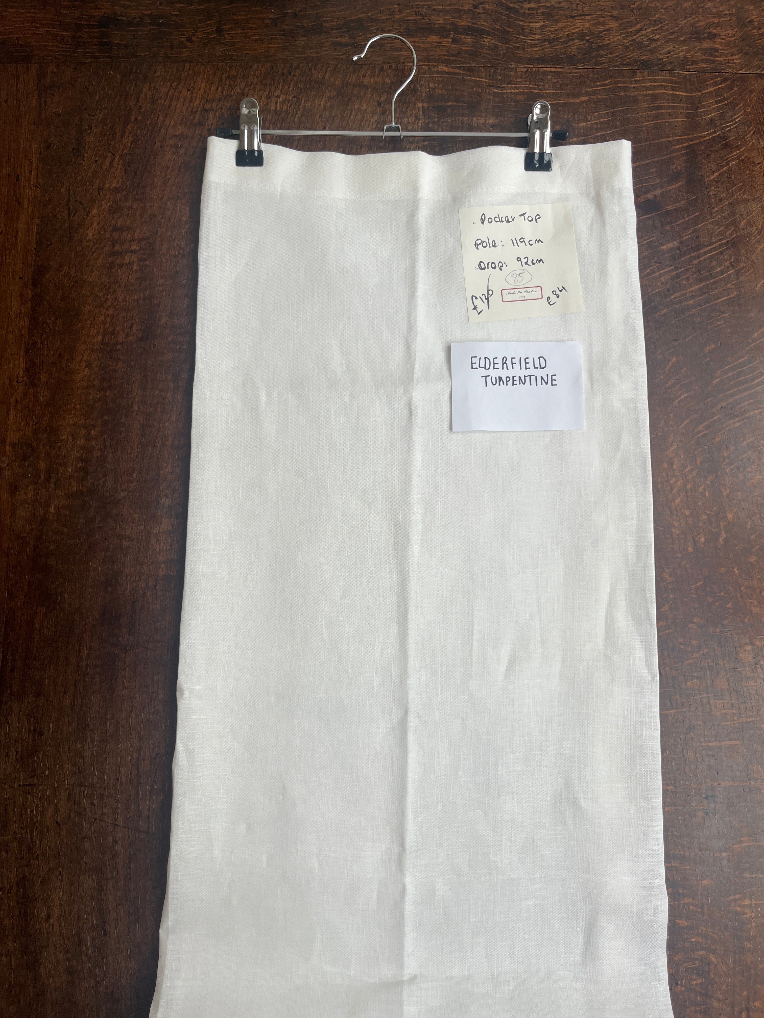 Cafe curtain 85 - pocket top - elderfield turpentine - Pole Width 119cm x Drop 92cm
