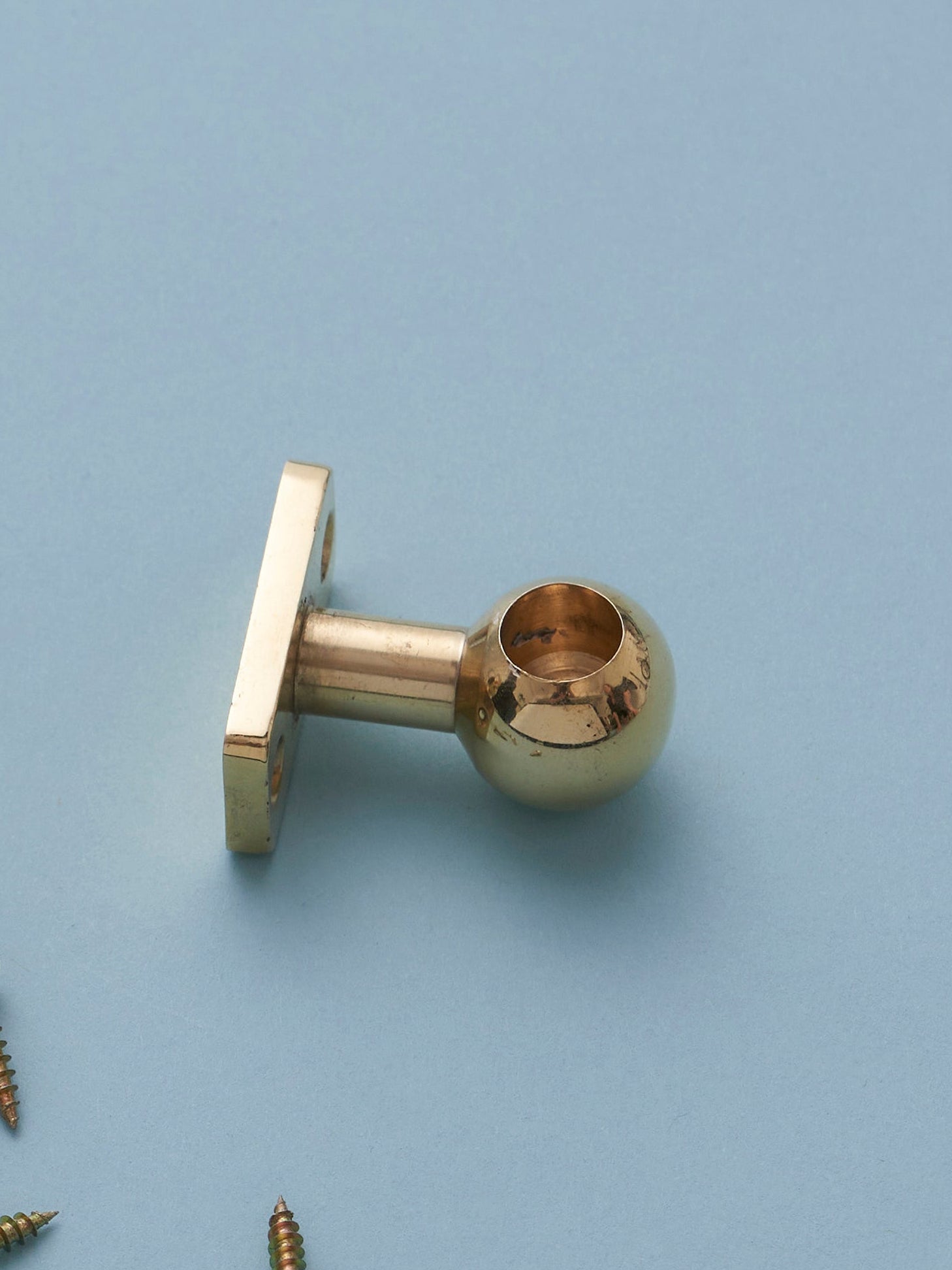 Classic cafe pole - brass - face fit with rings - 120cm - East London Cloth