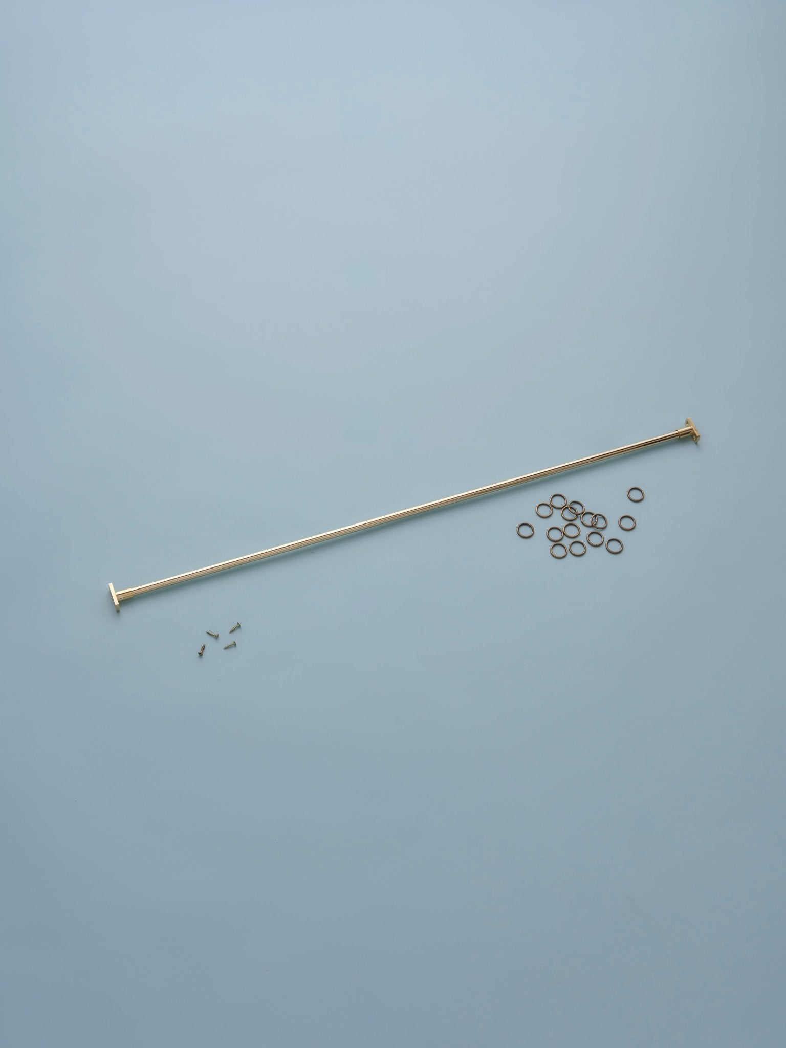 Classic cafe pole - brass - recess with rings - 120cm - East London Cloth