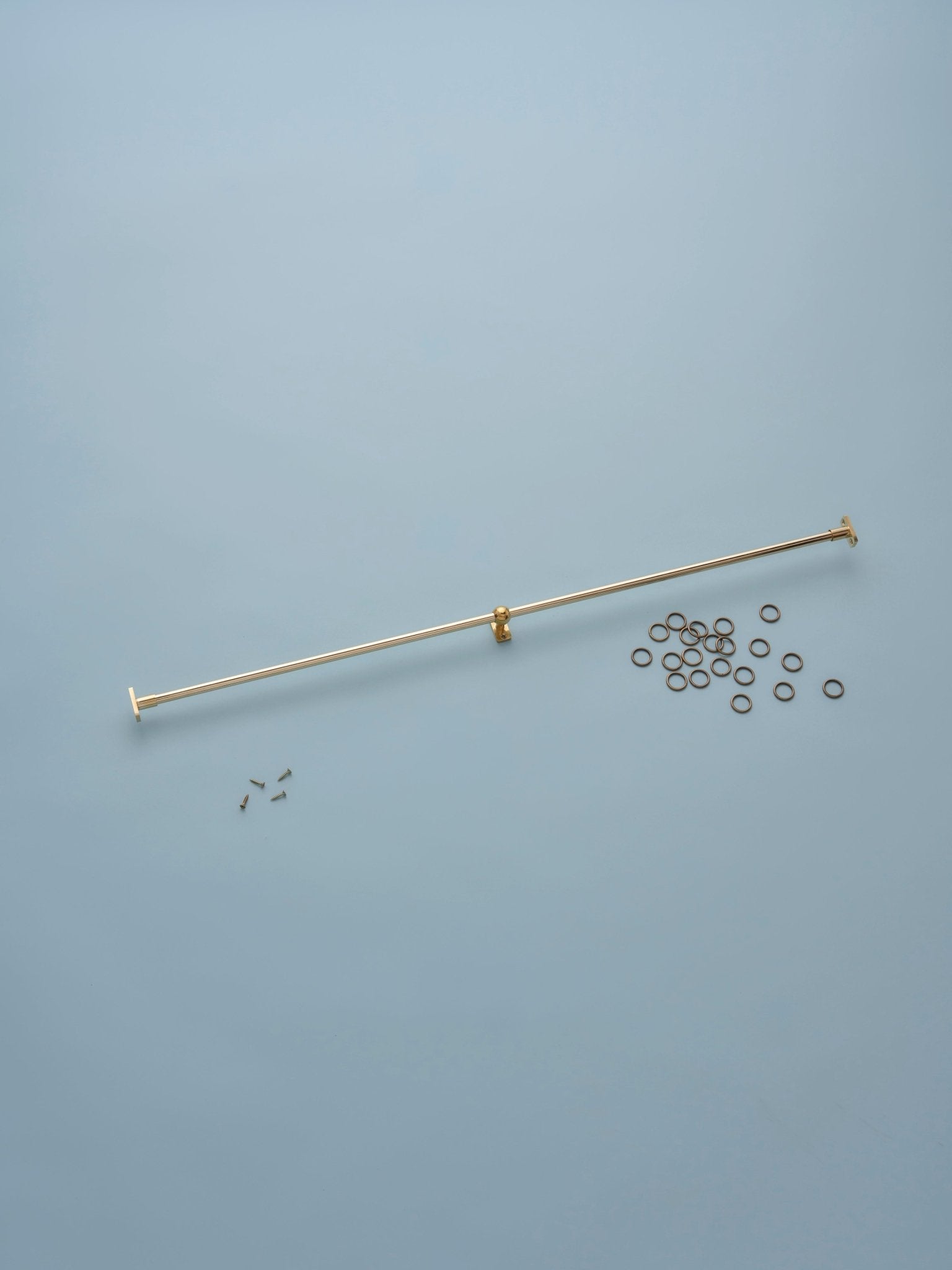 Classic cafe pole - brass - recess with rings - 148cm - East London Cloth