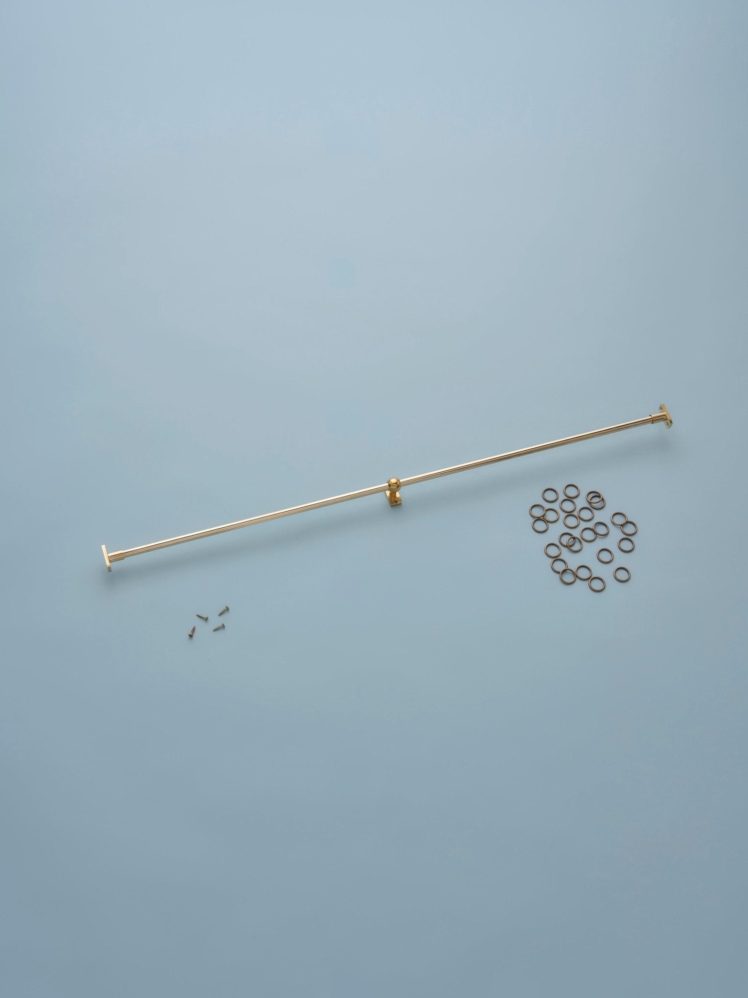 Classic cafe pole - brass - recess with rings - 198cm - East London Cloth