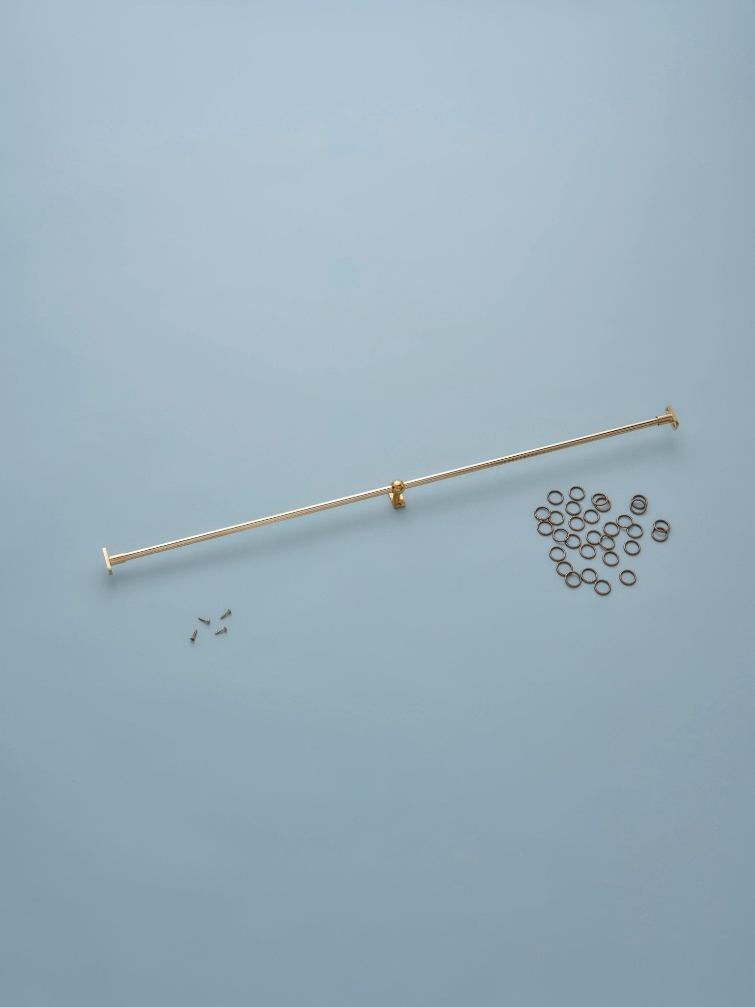 Classic cafe pole - brass - recess with rings - 238cm - East London Cloth