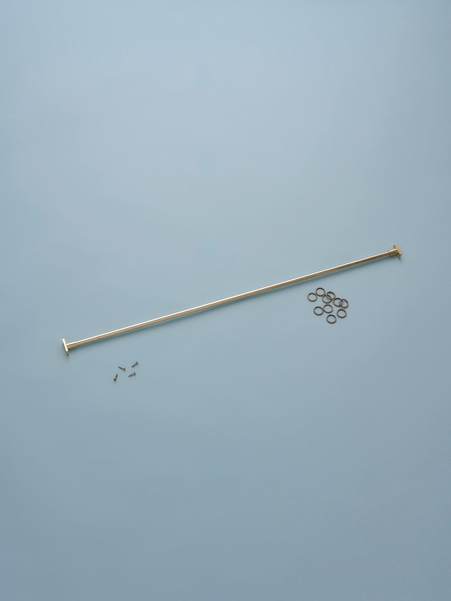 Classic cafe pole - brass - recess with rings - 75cm - East London Cloth