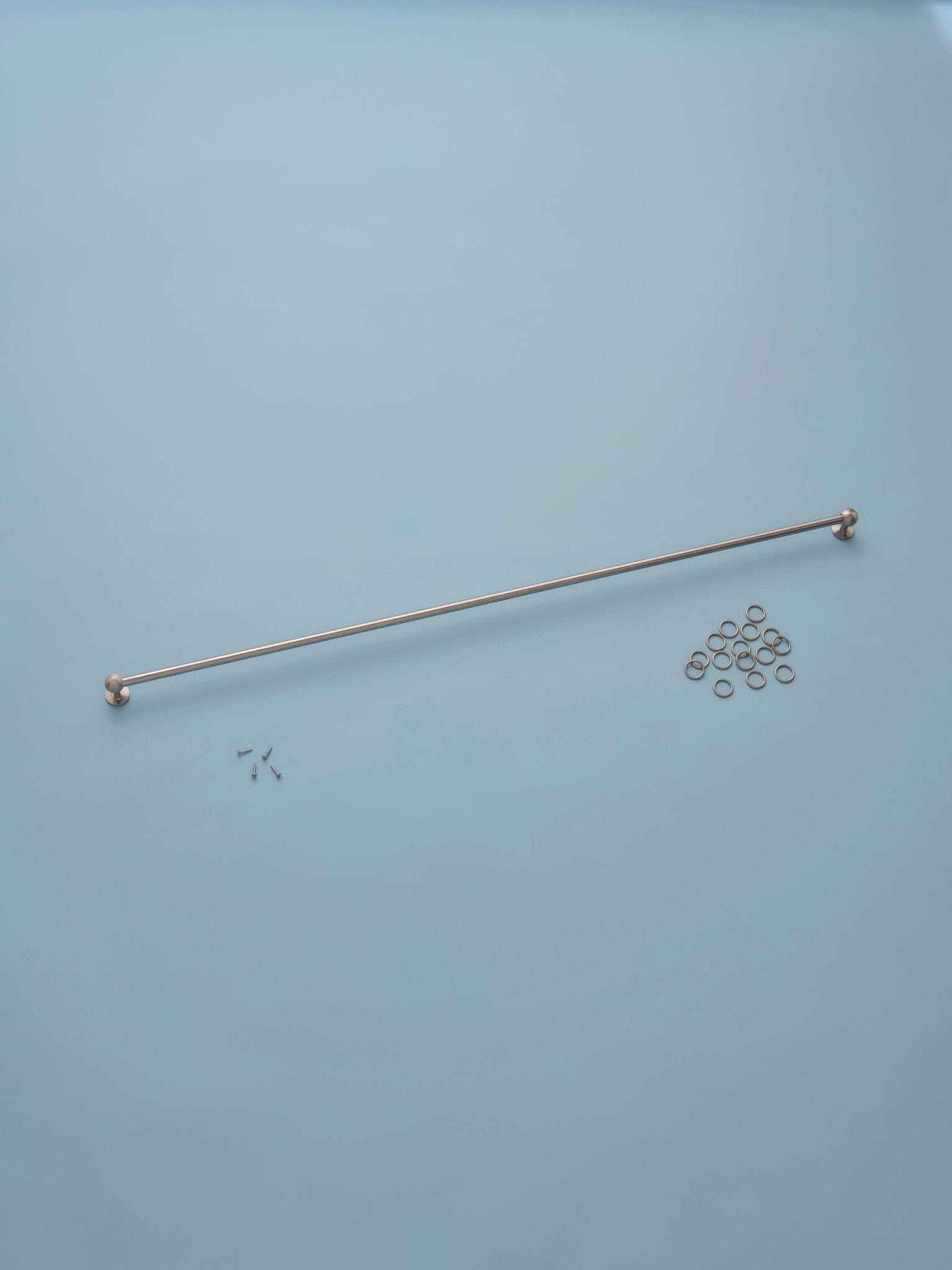 Classic cafe pole - steel - face fit with rings - 120cm - East London Cloth