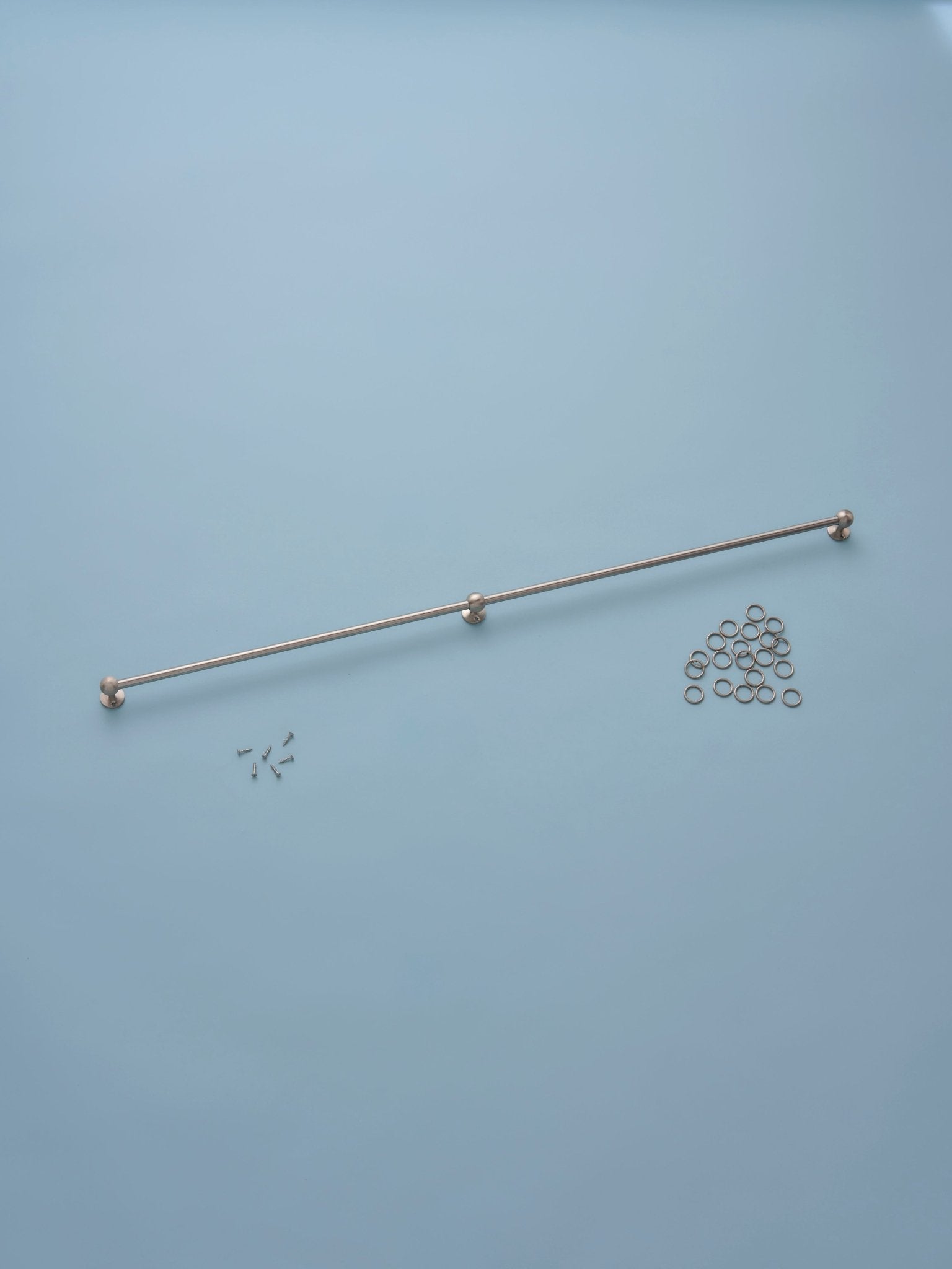 Classic cafe pole - steel - face fit with rings - 148cm - East London Cloth