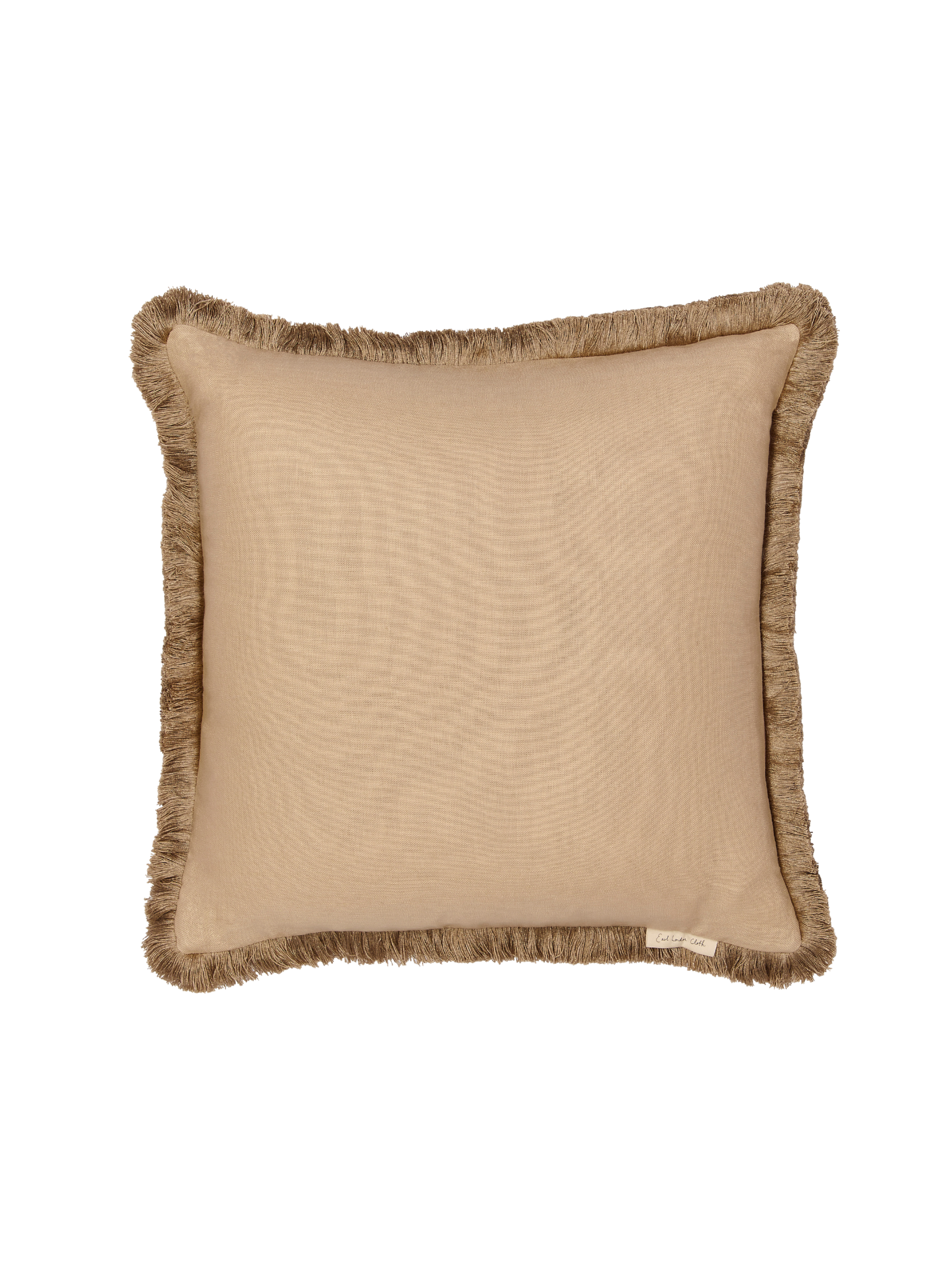 Fringed cushion in hanbury linen - cornsilk