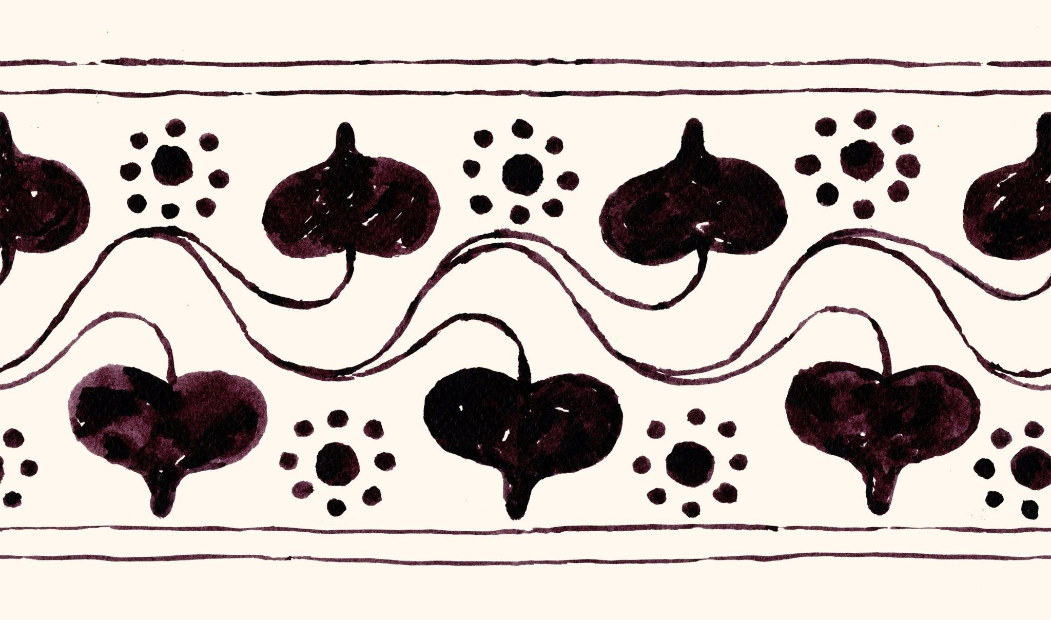 Ivy chaplet border - wine - East London Cloth
