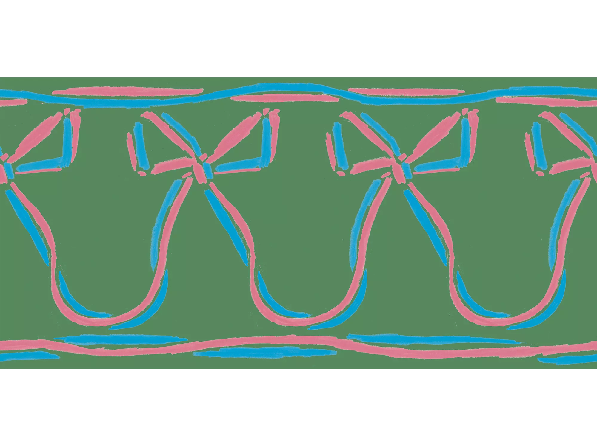 Ribbons wrap you up border - green - East London Cloth