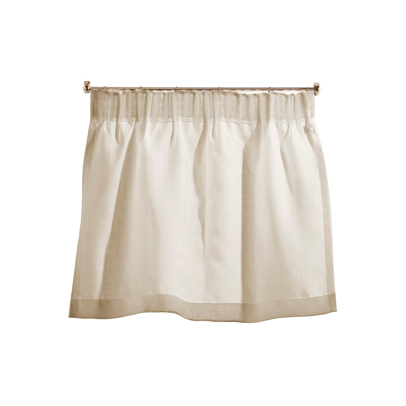 The cafe curtain - lightweight linen with a pleated top - elderfield vellum
