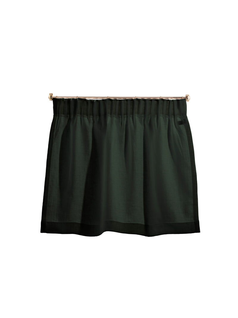 The cafe curtain - soft washed linen with a pleated top - myrtle
