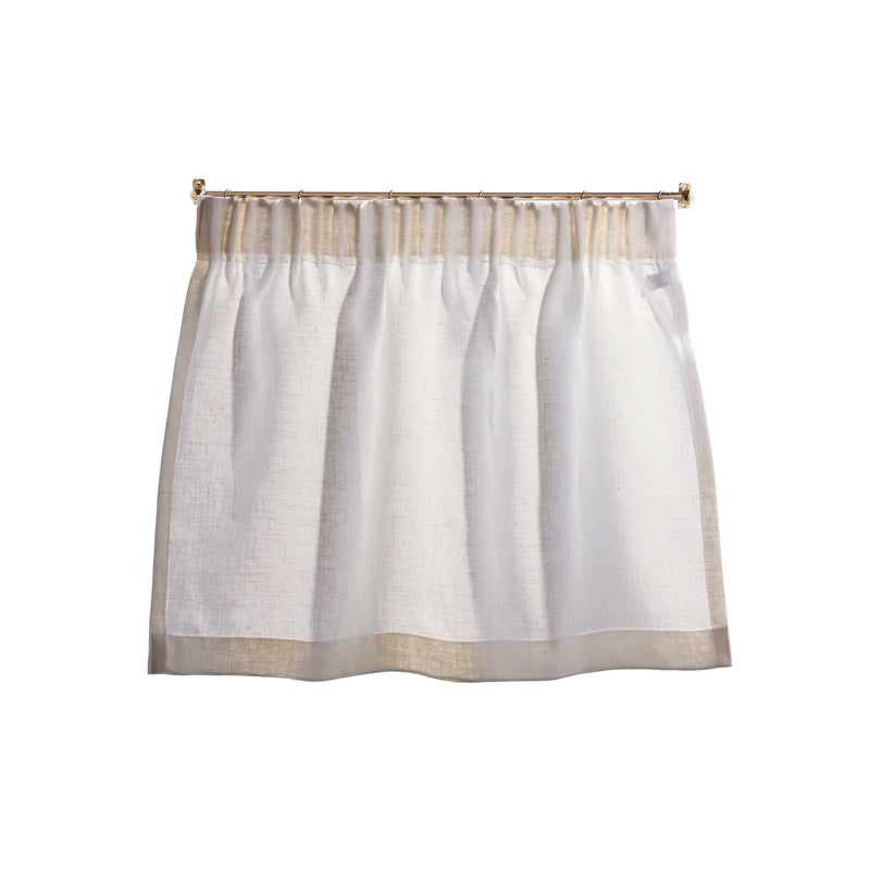 The cafe curtain - open weave Netto linen with a pleated top