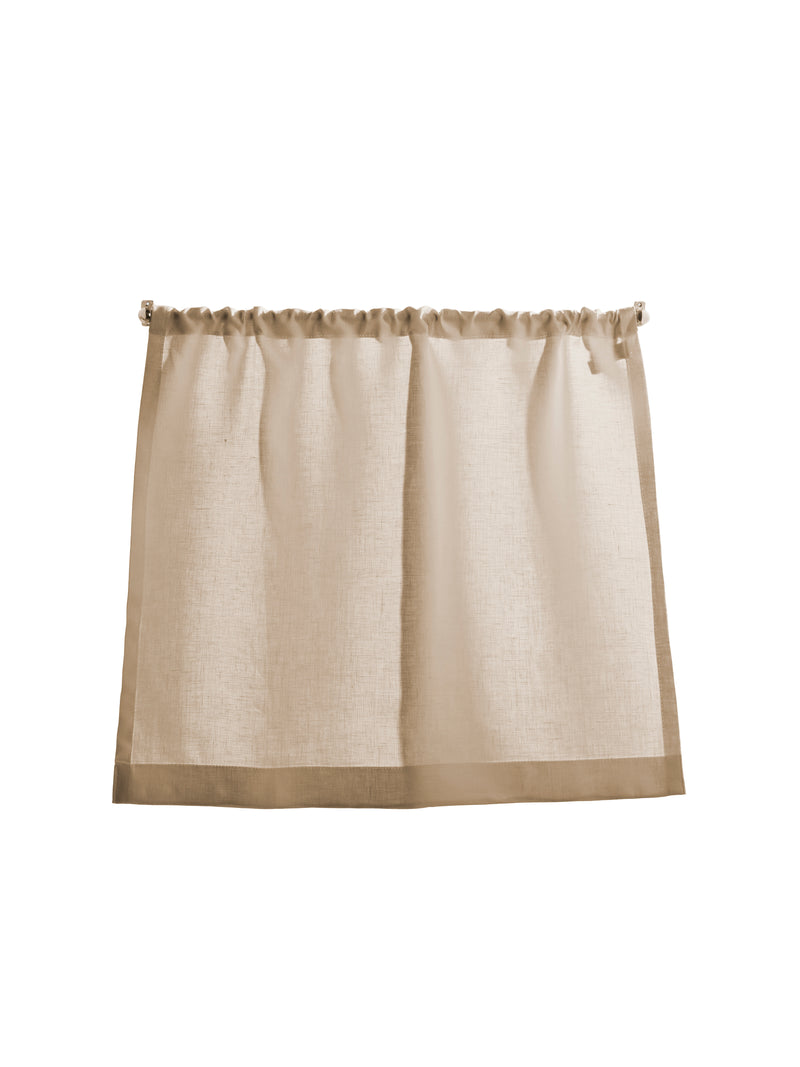 The cafe curtain - mediumweight linen - with a pocket top - hanbury cornsilk