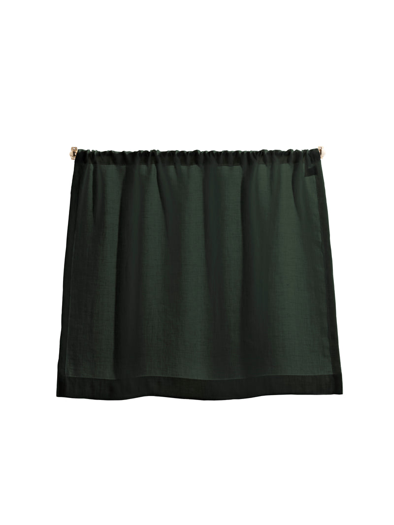 The cafe curtain - soft washed linen with a pocket top - myrtle