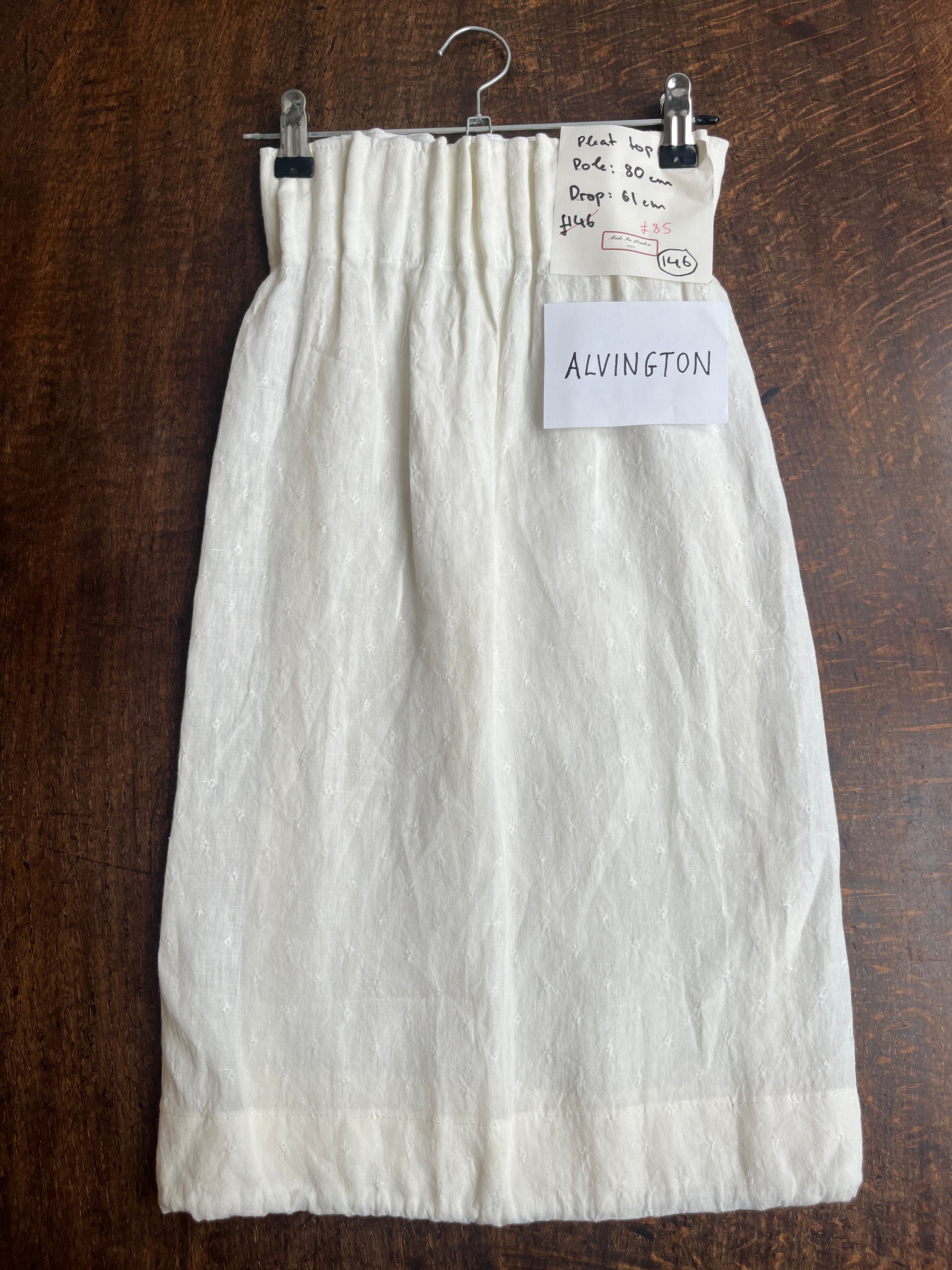 Cafe curtain 146 - pleated top - alvington - Pole Width 80cm x Drop 61cm