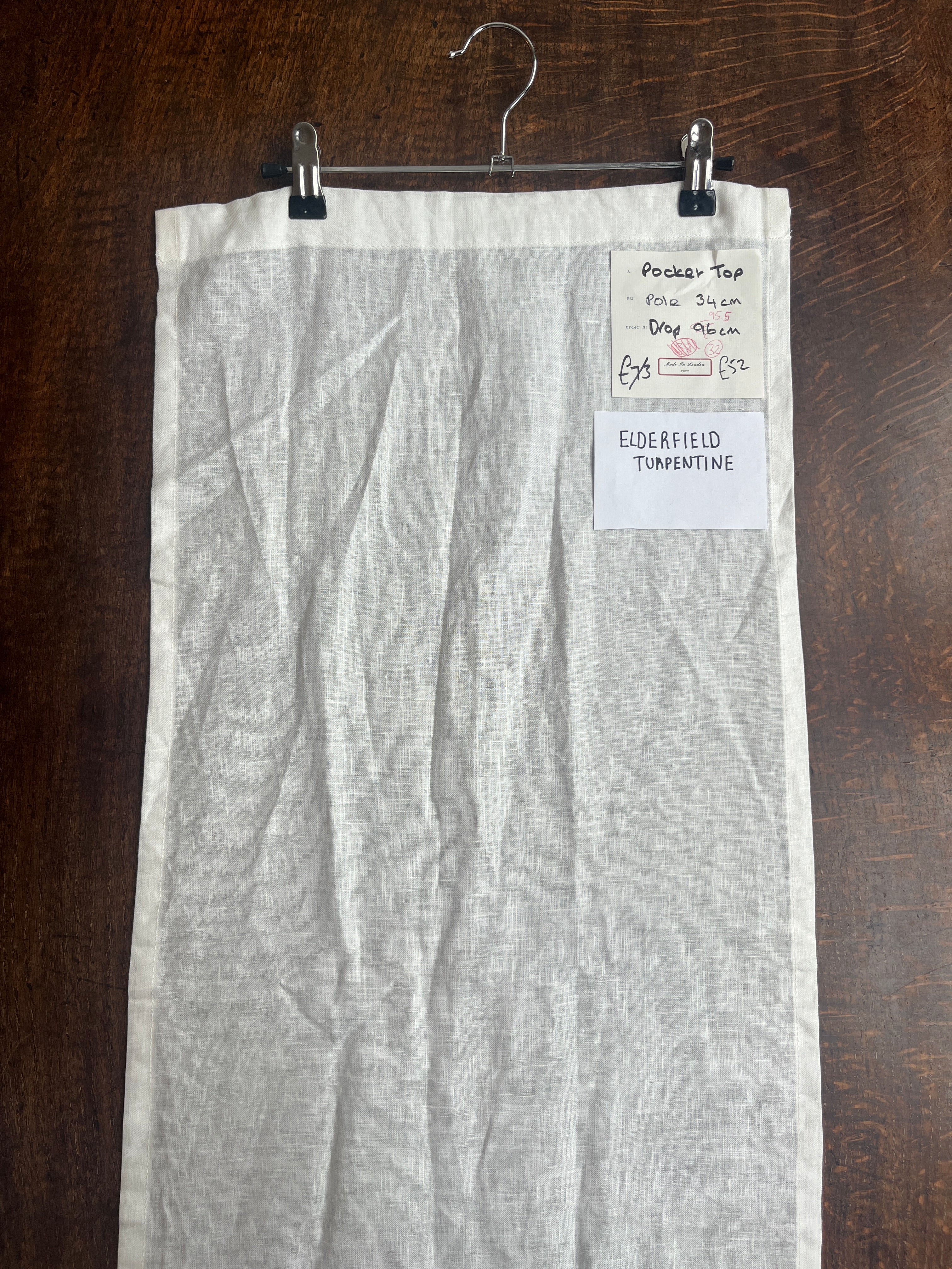 Cafe curtain 32 - pocket top - elderfield turpentine - Pole Width 34cm x Drop 95.5cm