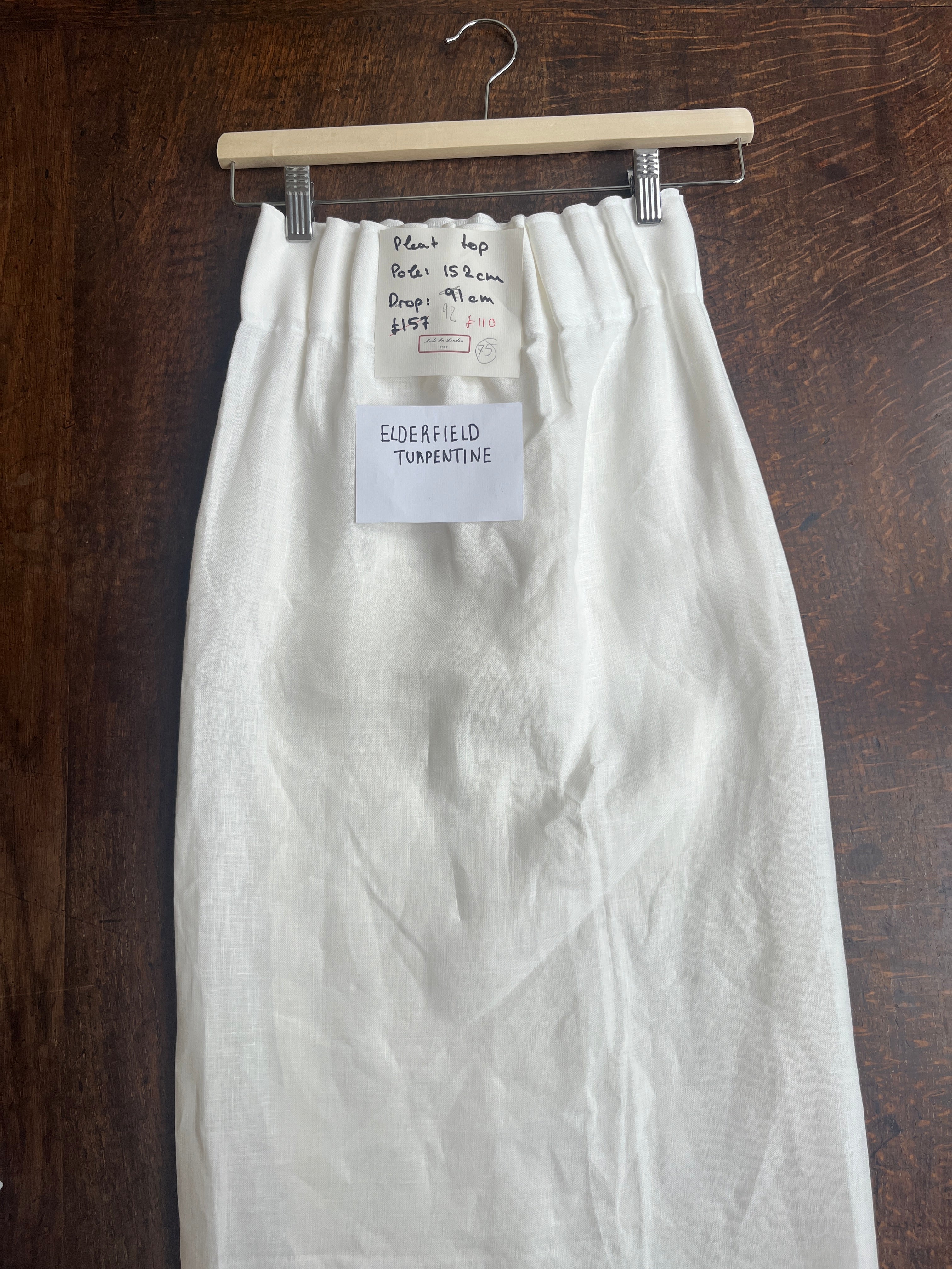 Cafe curtain 75 - pleated top - elderfield turpentine - Pole Width 152cm x Drop 92cm