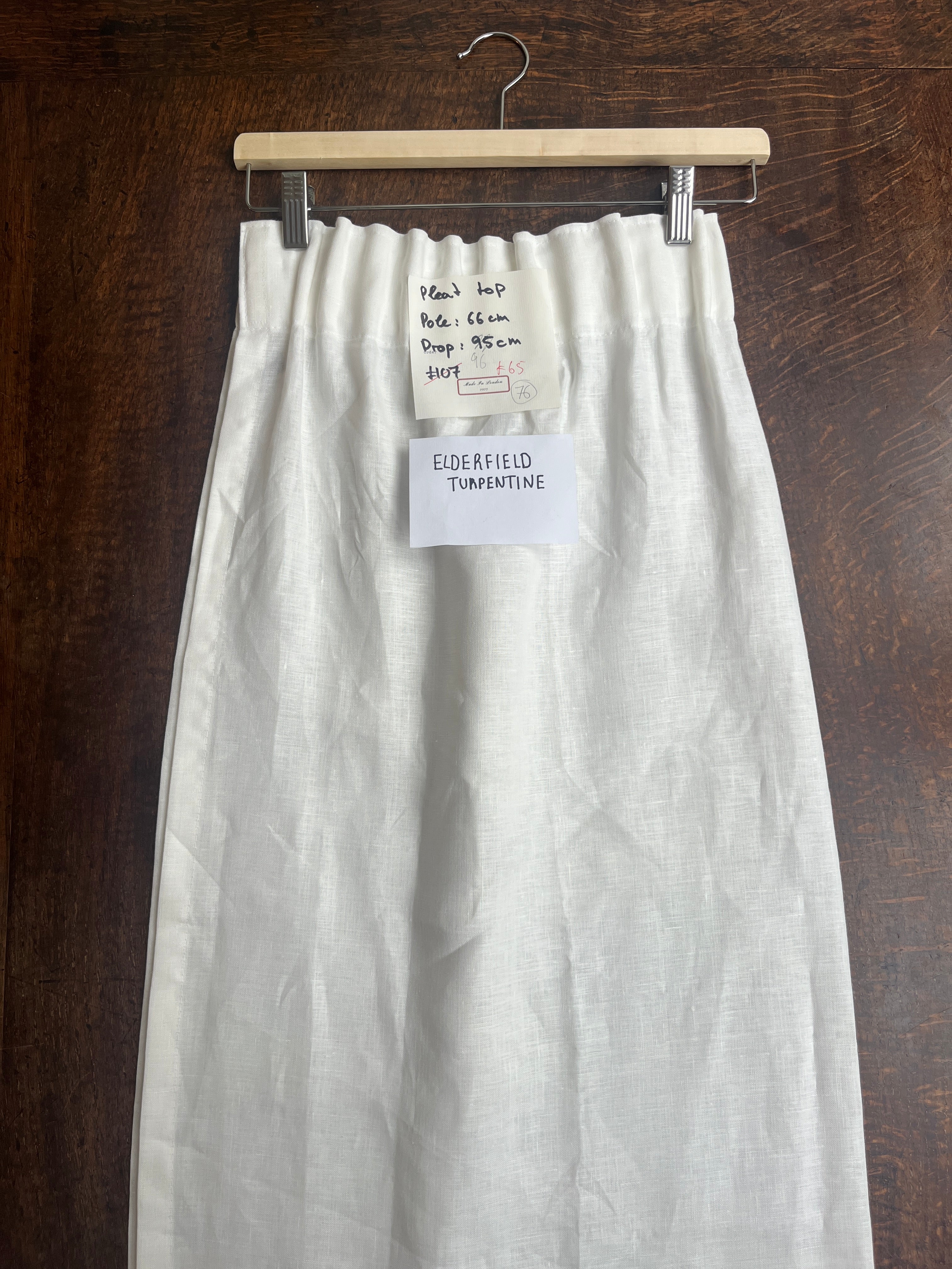 Cafe curtain 76 - pleated top - elderfield turpentine - Pole Width 66cm x Drop 96cm