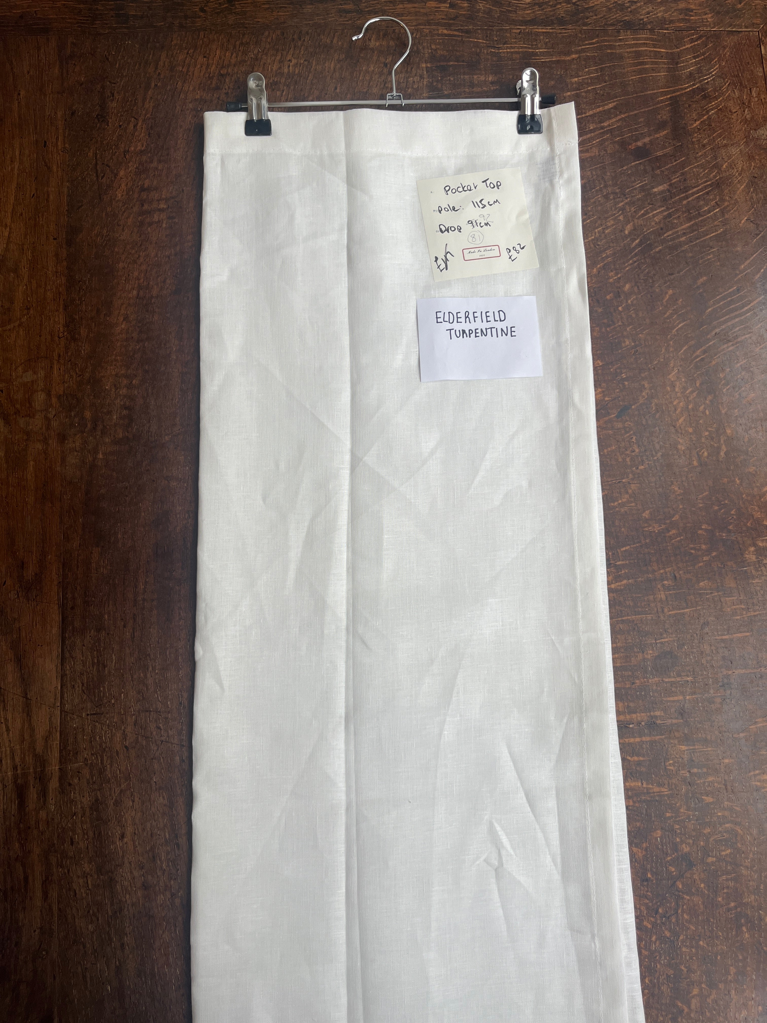 Cafe curtain 81 - pocket top - elderfield turpentine - Pole Width 115cm x Drop 92cm