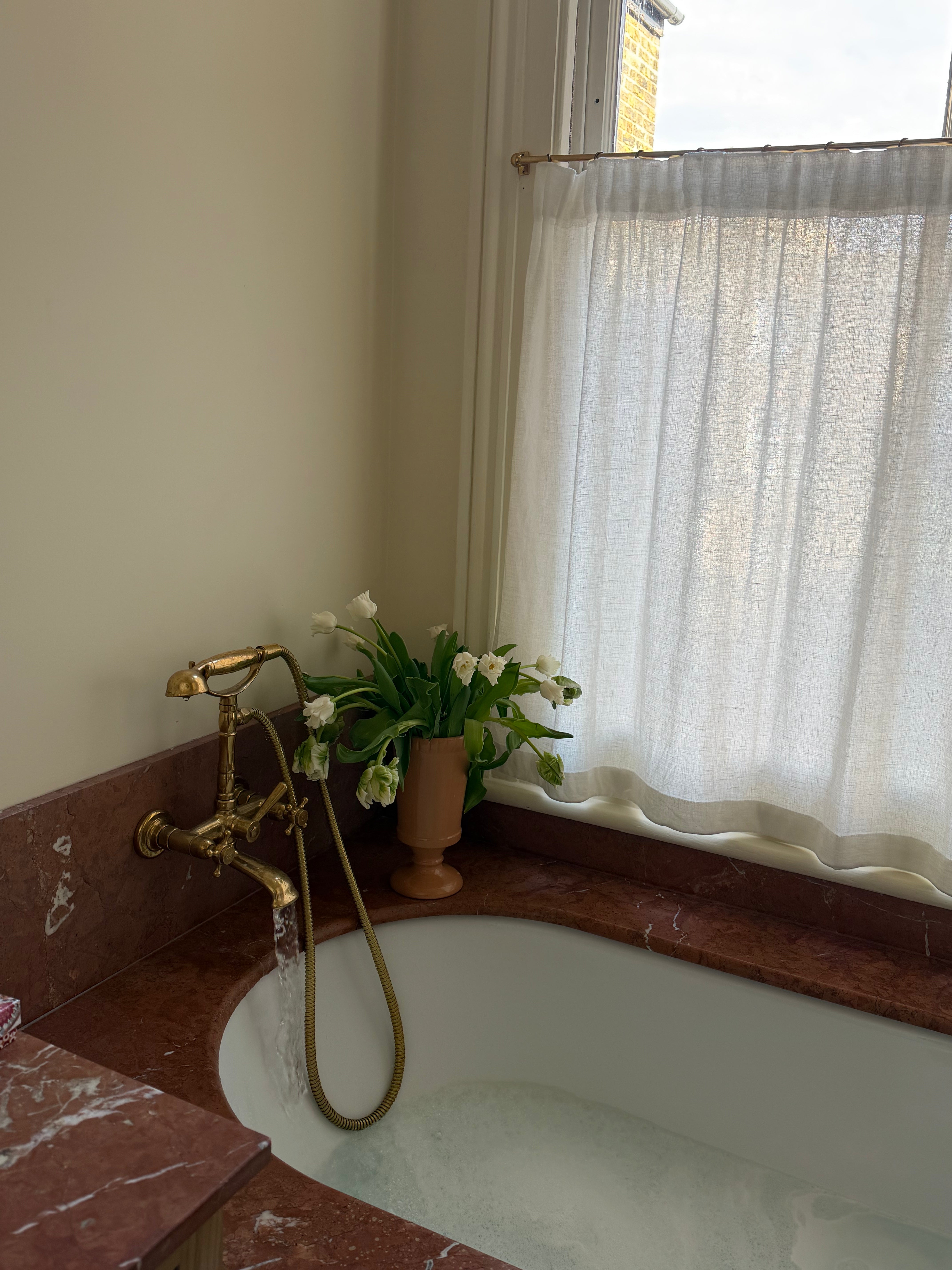 The cafe curtain - soft washed linen with a pleated top