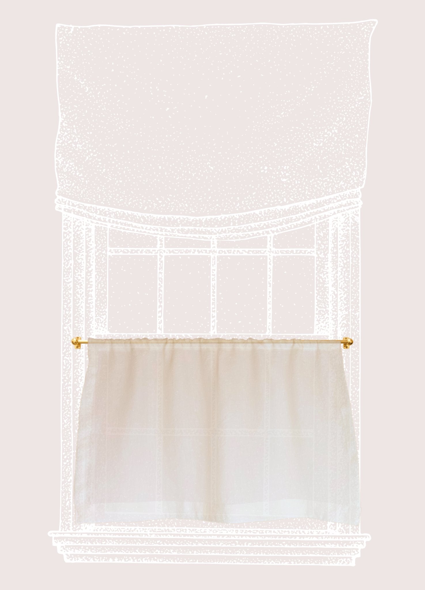 Cafe curtain 62 - pocket top - alvington - Pole Width 55cm x Drop 77cm - East London Cloth
