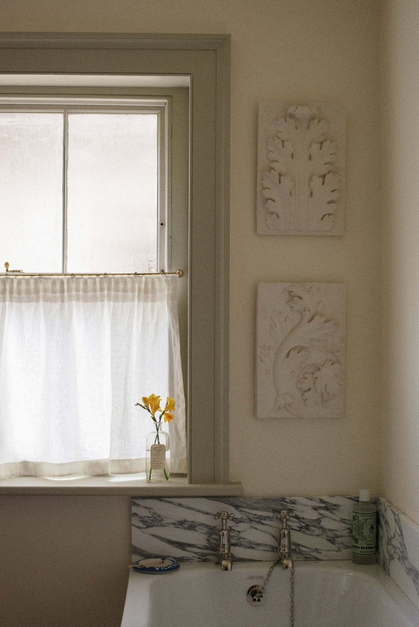 Cafe curtain 63 - pleated top - alvington - Pole Width 55cm x Drop 52cm - East London Cloth