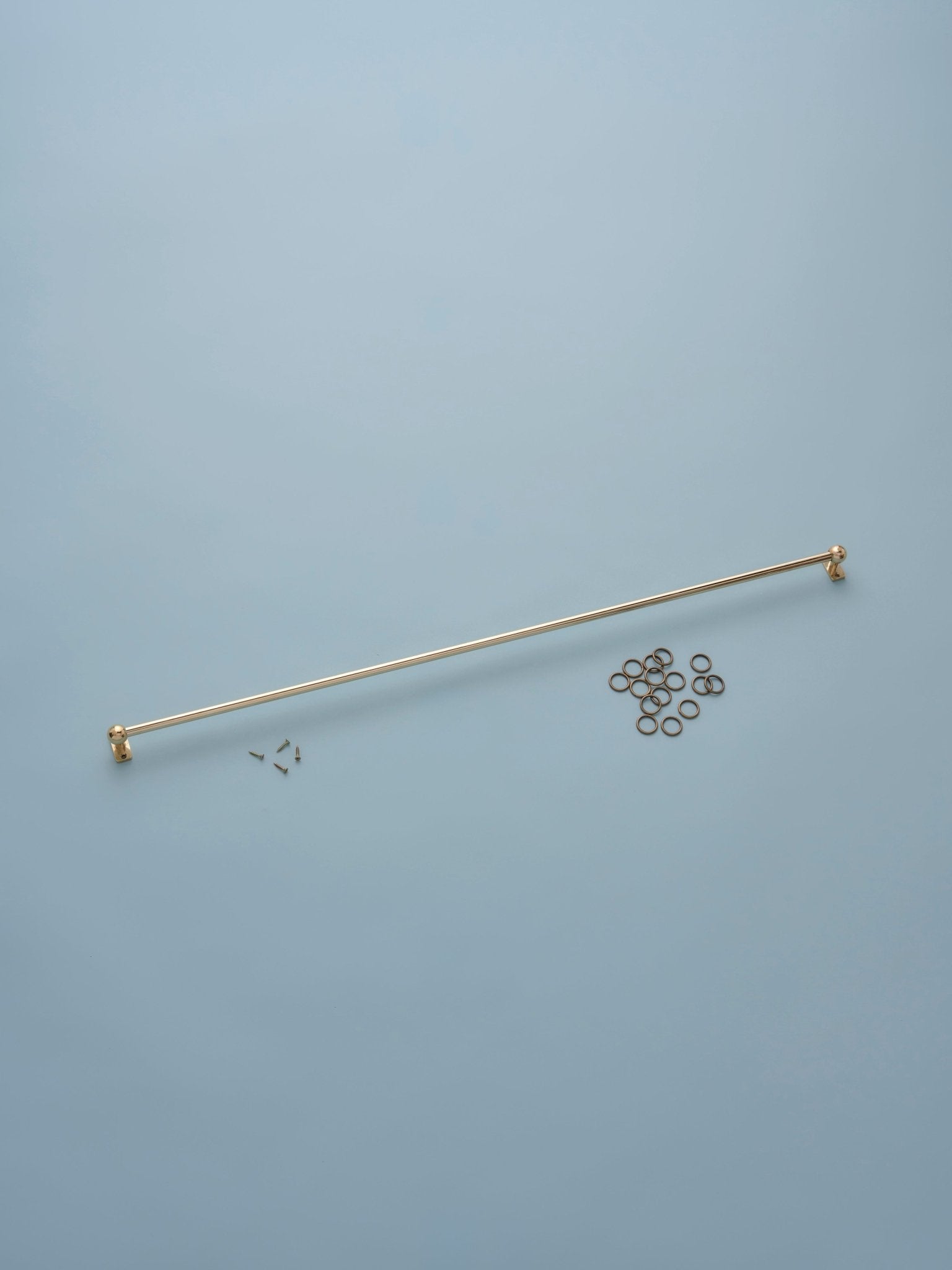 Classic cafe pole - brass - face fit with rings - 120cm - East London Cloth