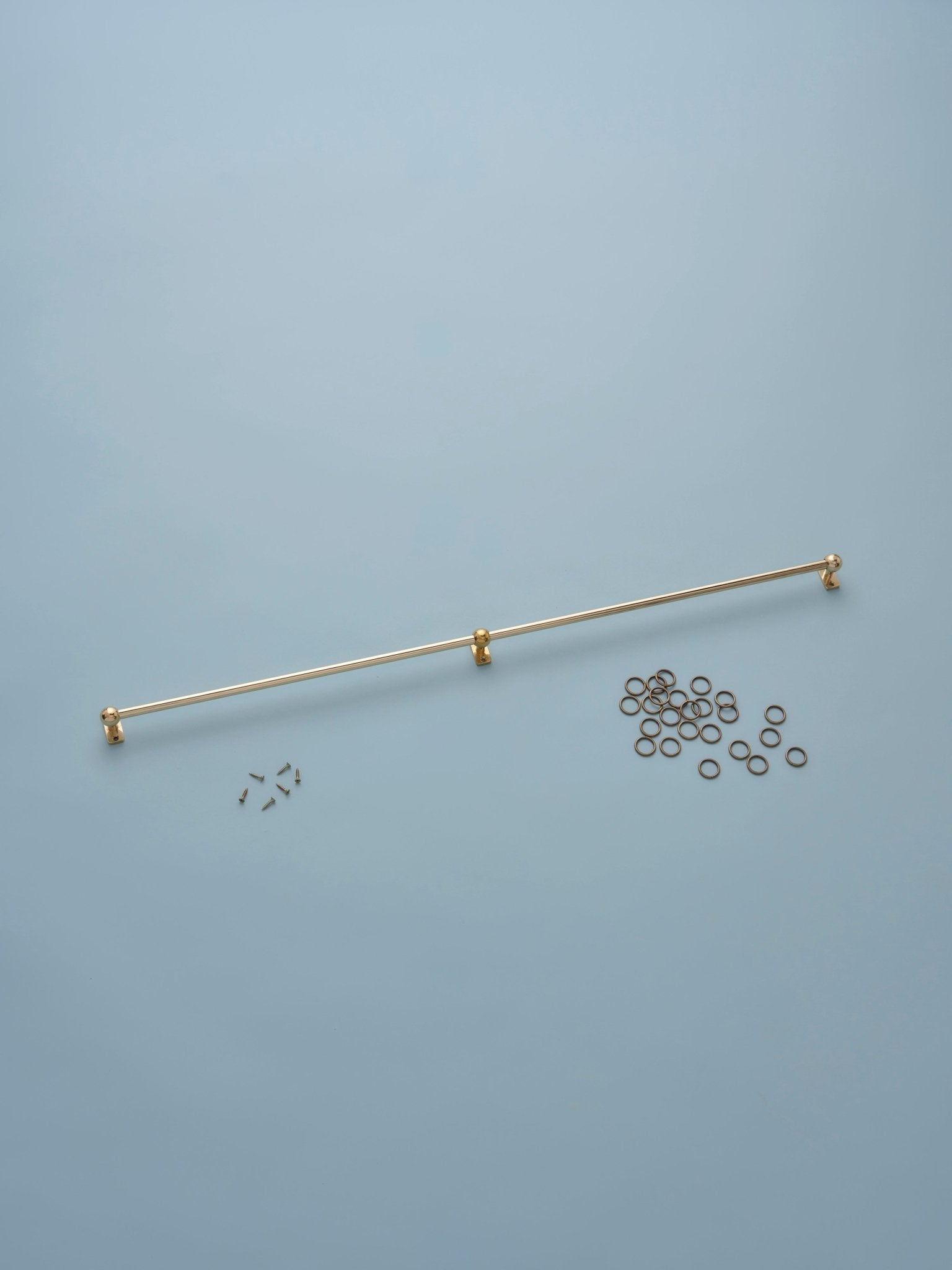 Classic cafe pole - brass - face fit with rings - 198cm - East London Cloth