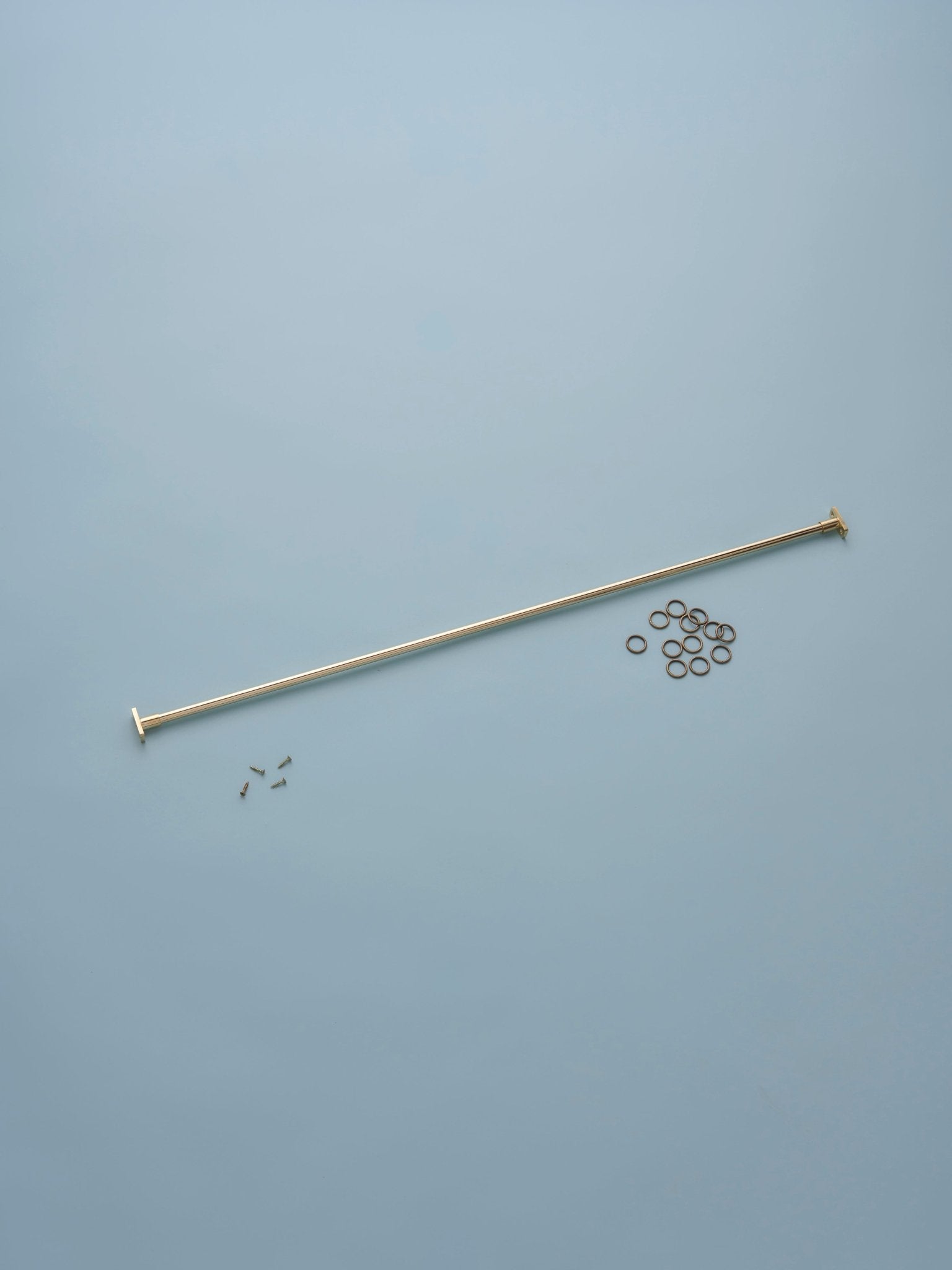 Classic cafe pole - brass - recess with rings - 100cm - East London Cloth