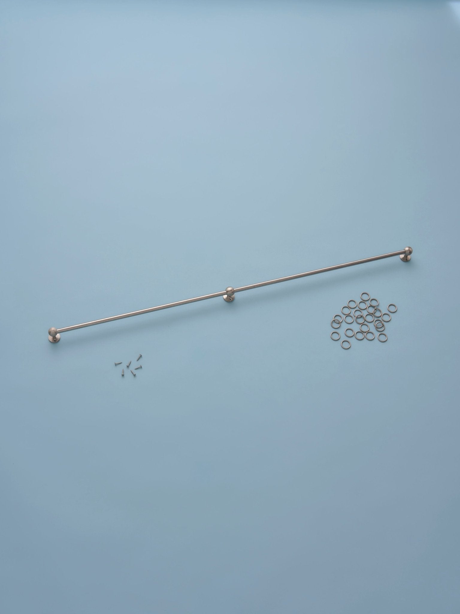 Classic cafe pole - steel - face fit with rings - 198cm - East London Cloth