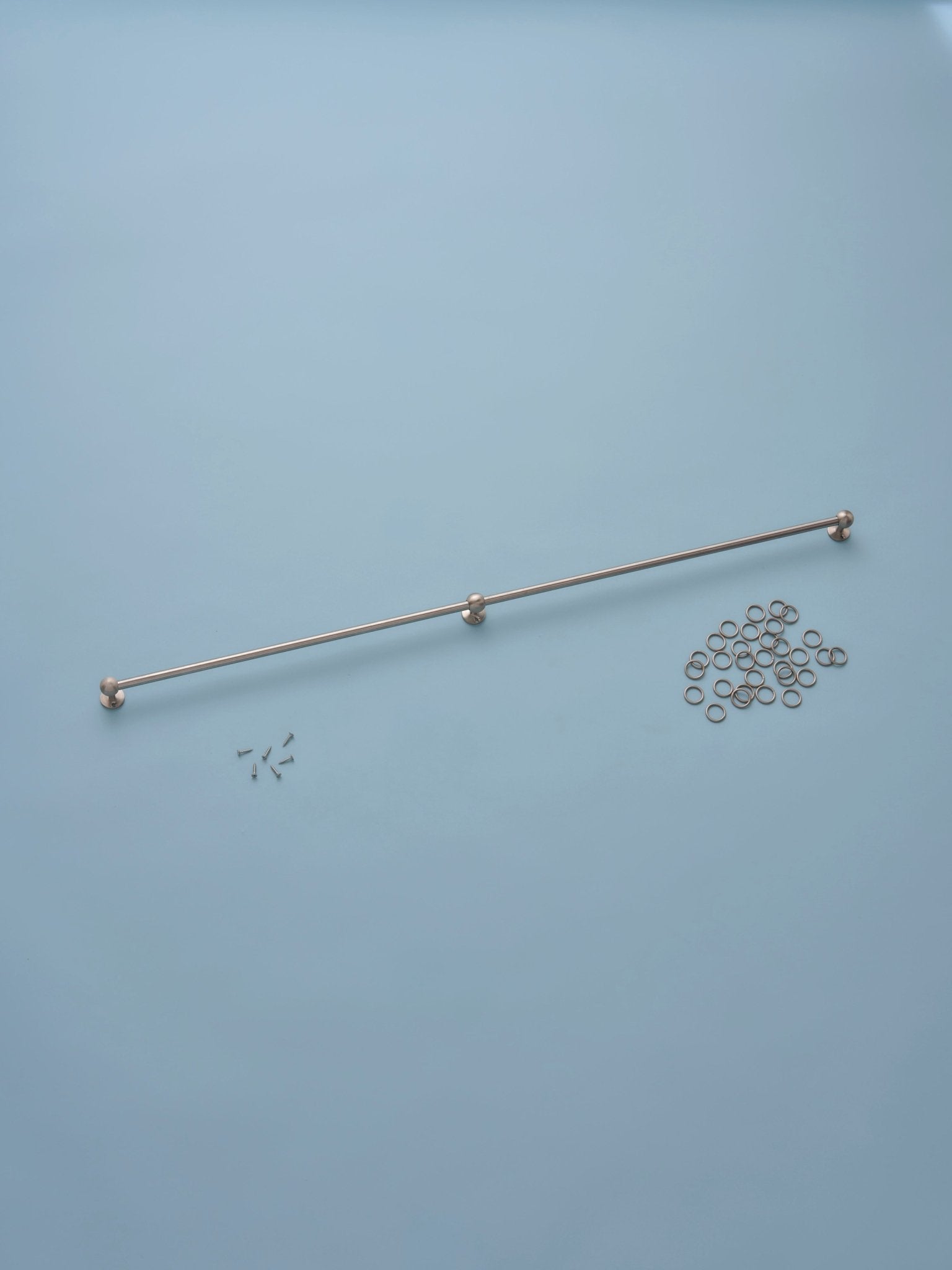 Classic cafe pole - steel - face fit with rings - 238cm - East London Cloth