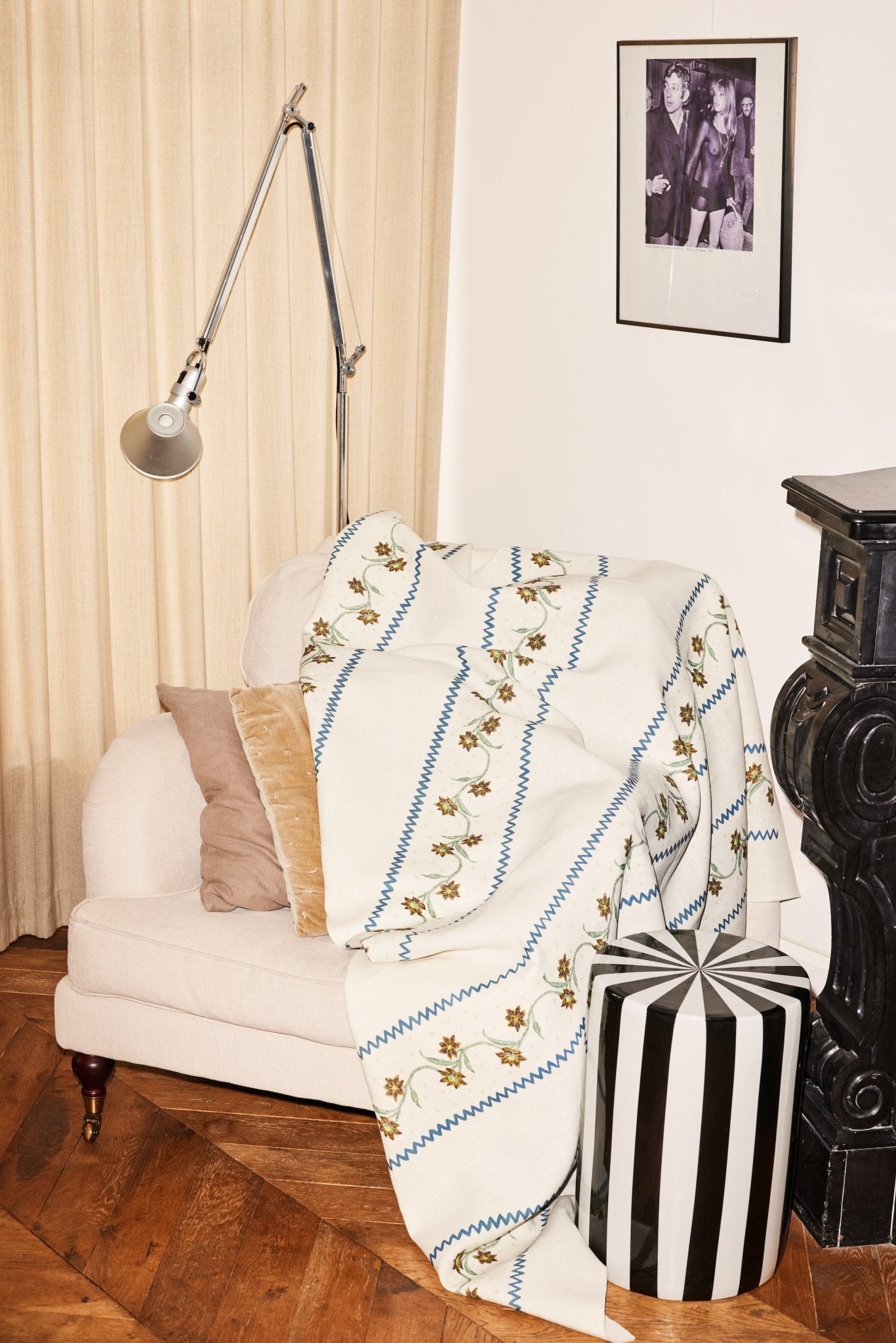 Floral stripe - midnight truffle - East London Cloth