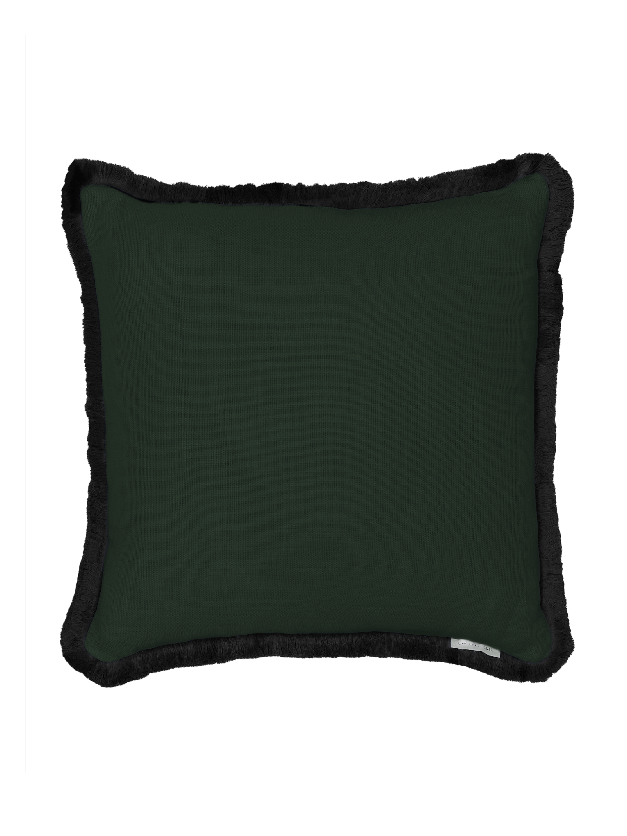 Fringed cushion in laundered linen - myrtle