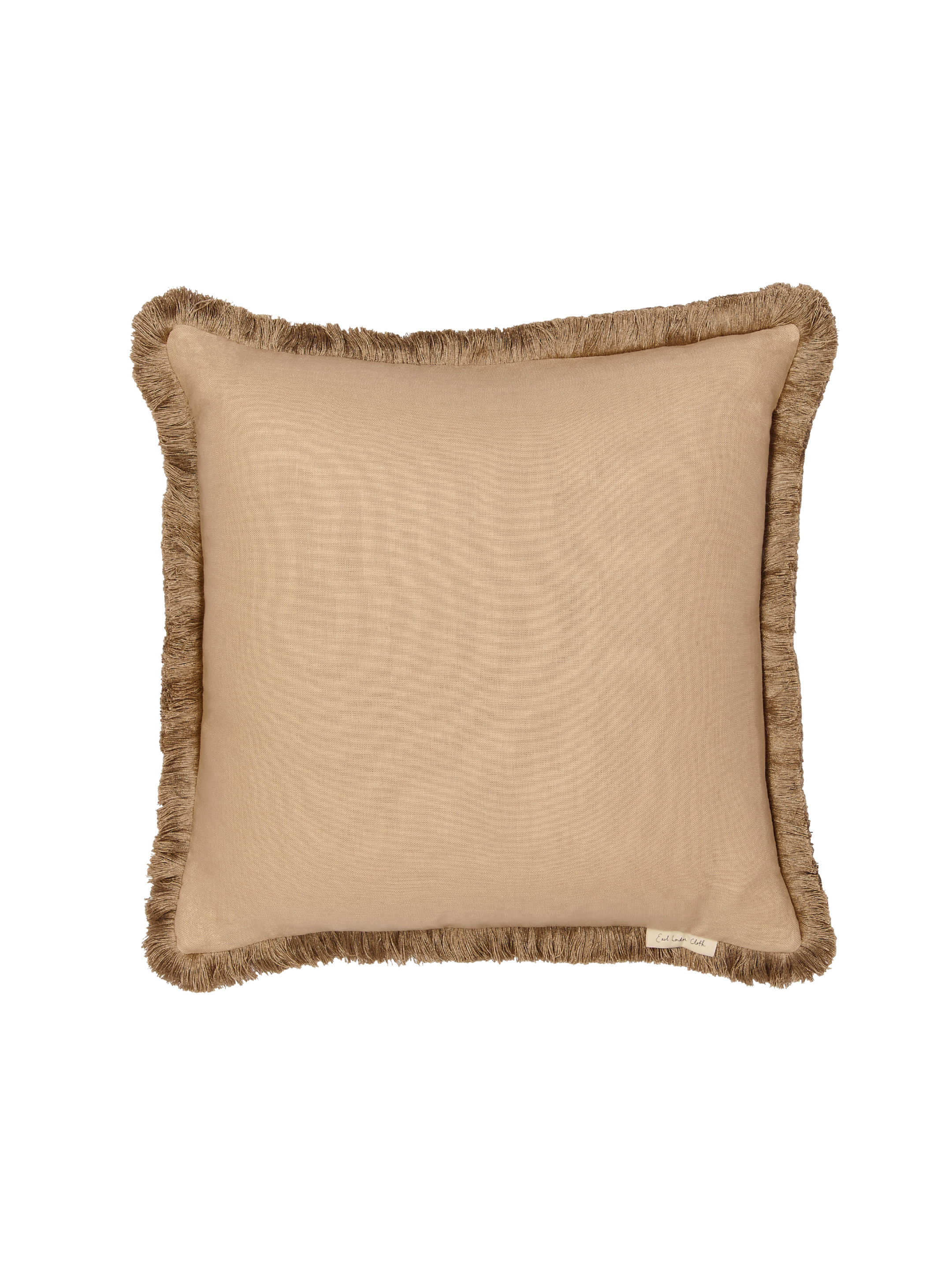 Fringed cushion in hanbury linen - cornsilk
