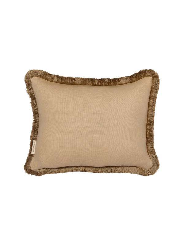 Fringed lumbar in hanbury linen - cornsilk