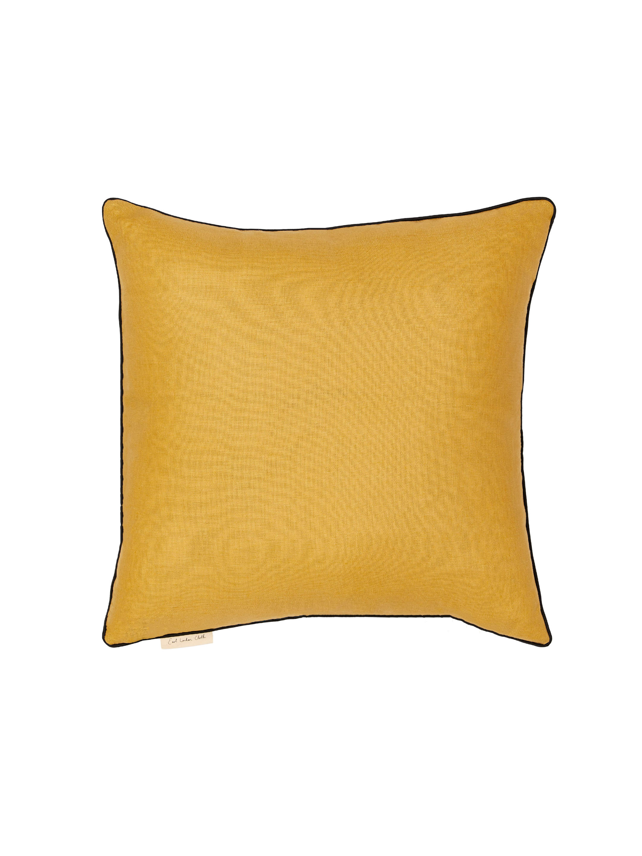 Piped cushion in hanbury linen - sienna