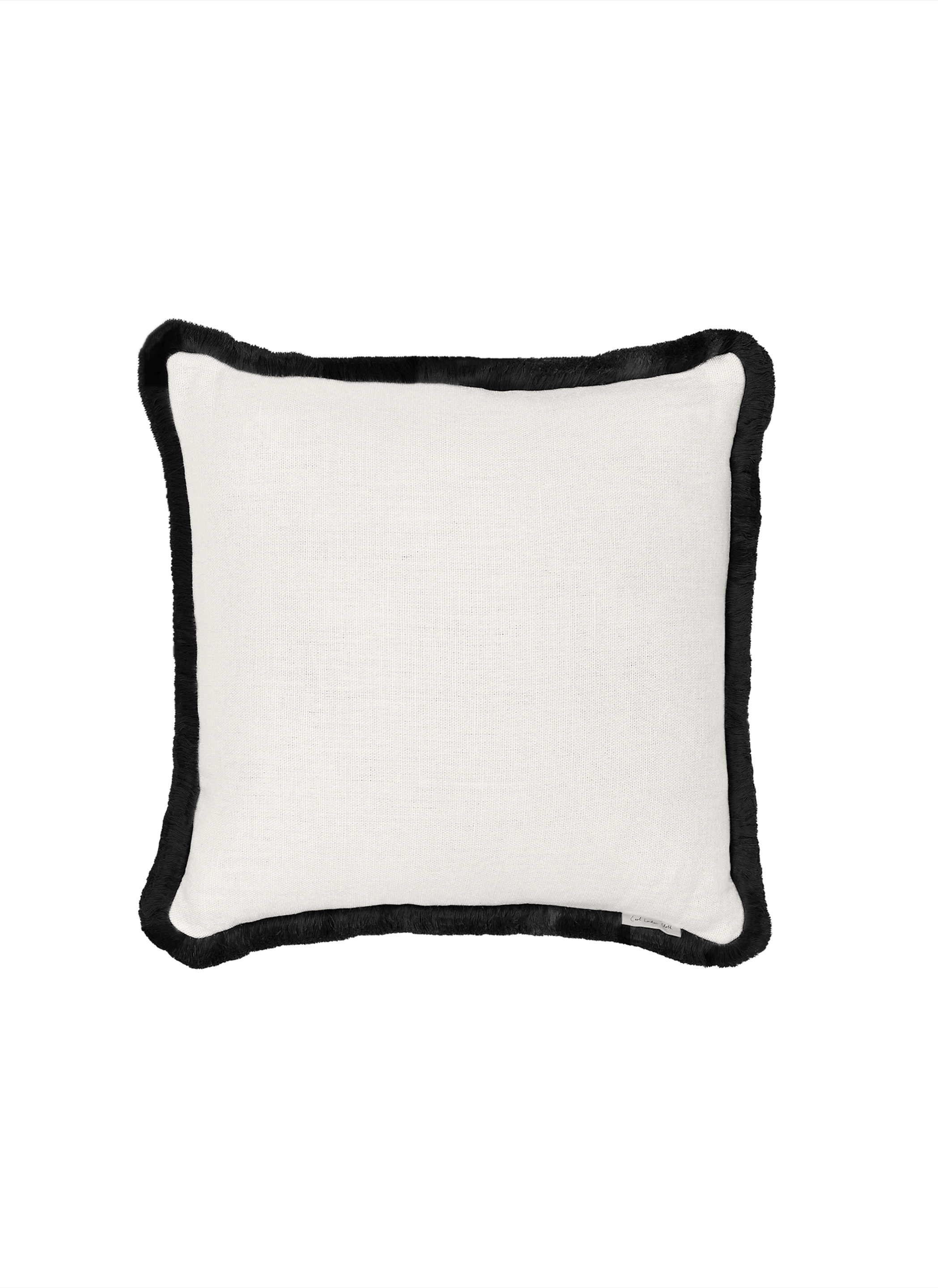 Fringed cushion in heavyweight linen - huddleston cream