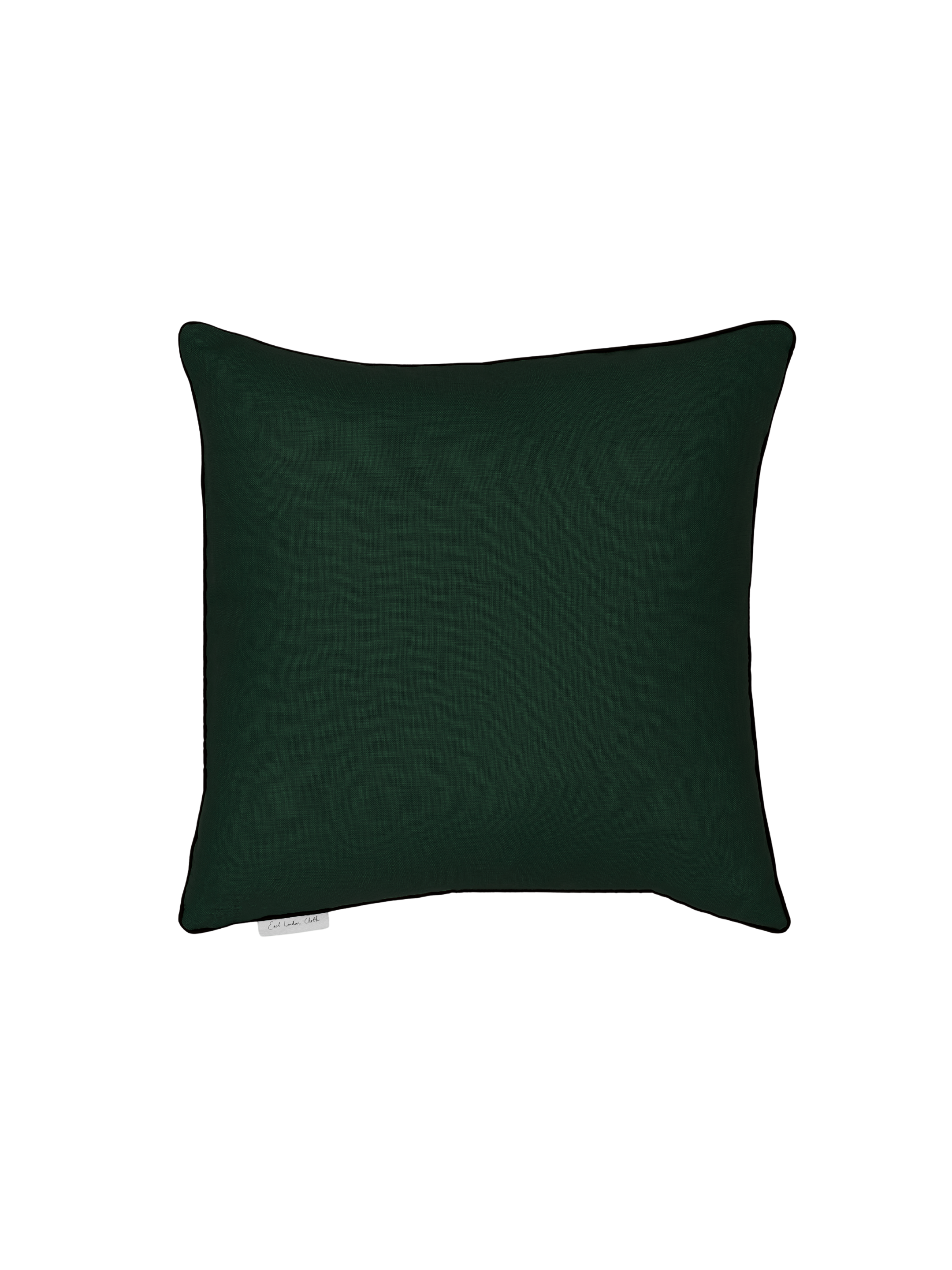 Piped cushion in laundered linen - myrtle