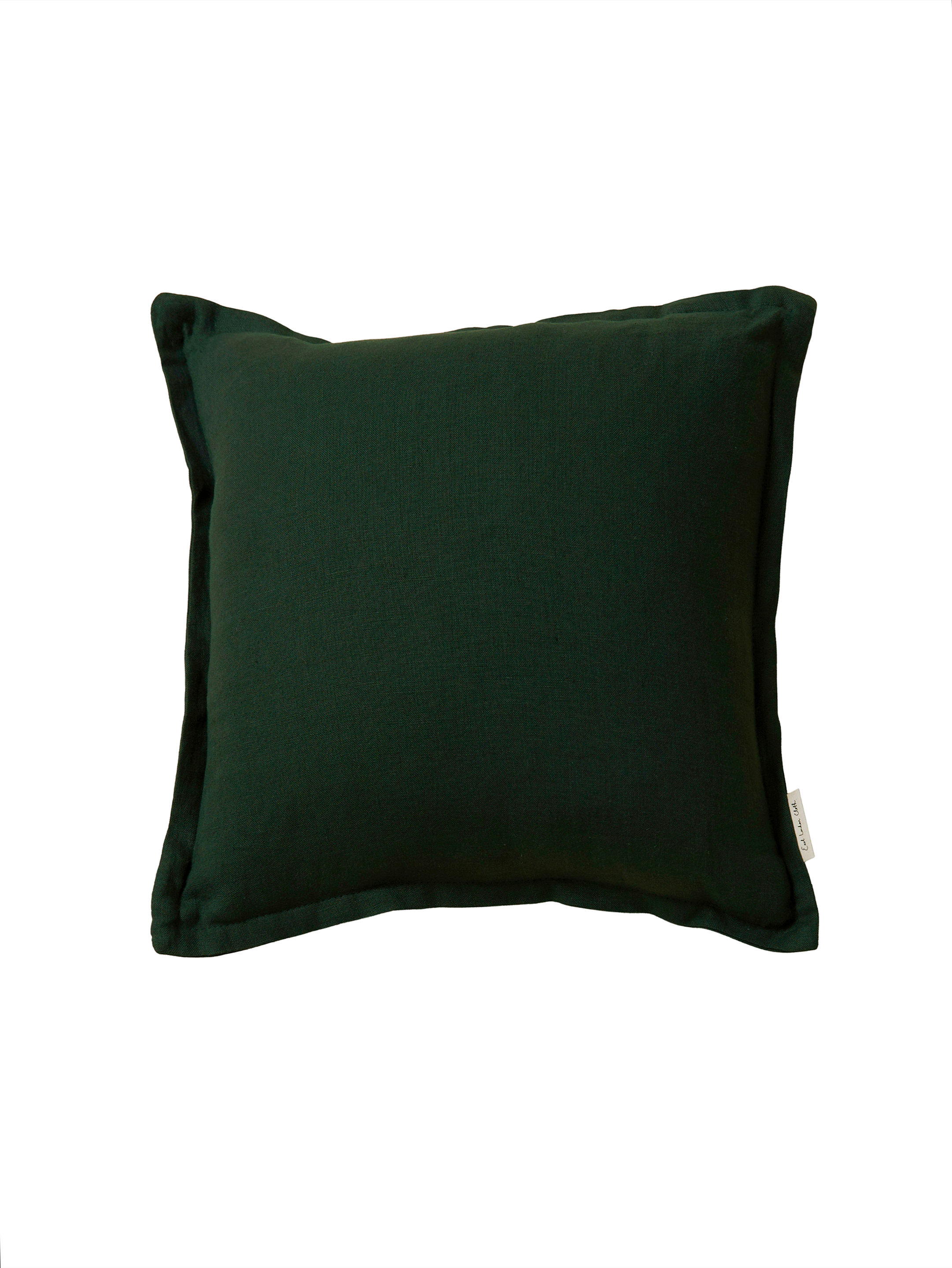 Border cushion in laundered linen - myrtle