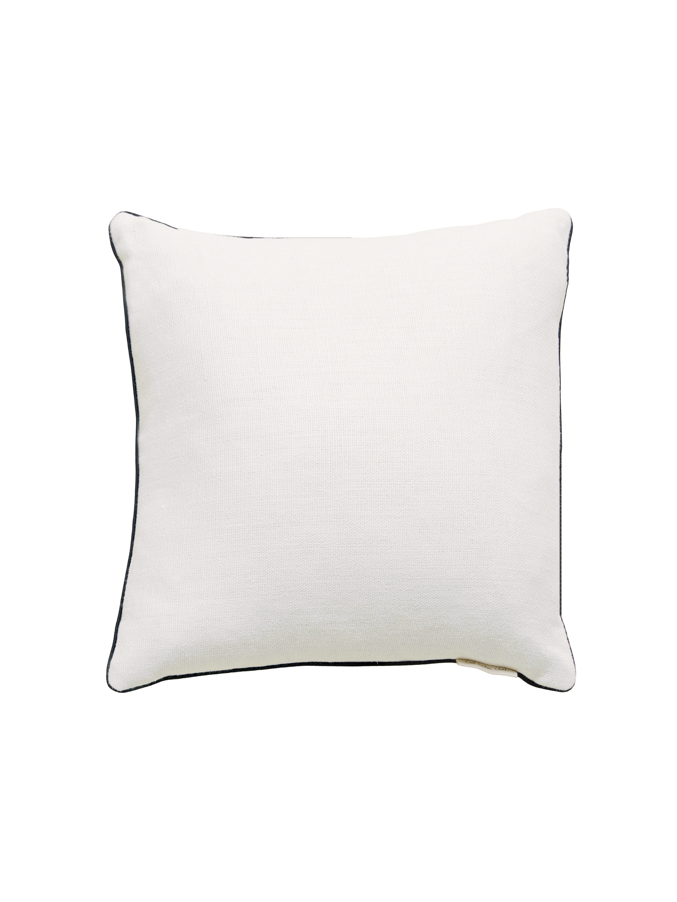 Piped cushion in heavyweight linen - huddleston cream