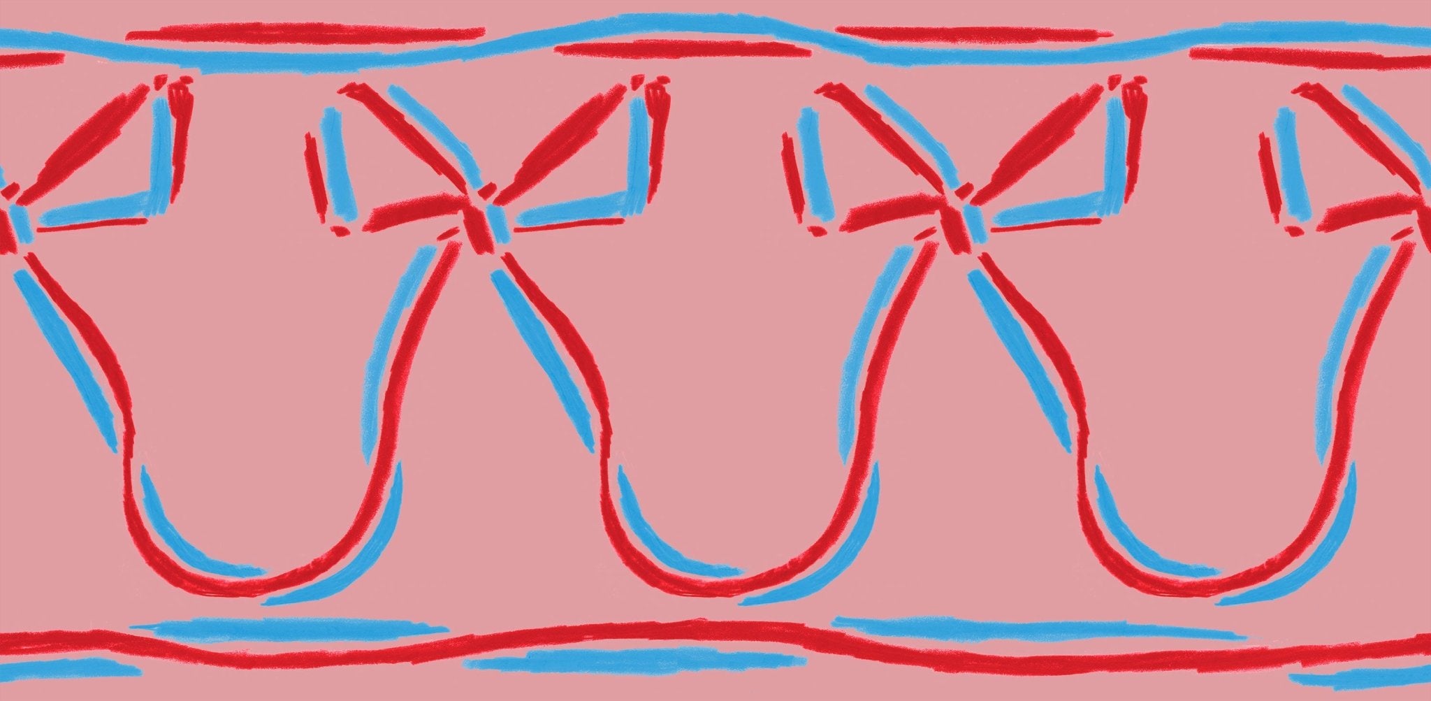 Ribbons wrap you up border - pink - East London Cloth